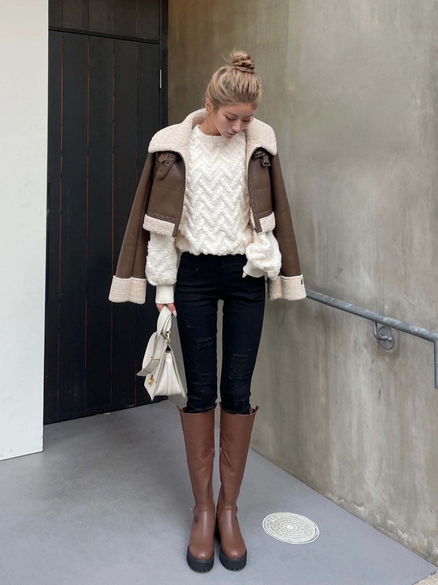 Mouton cropped jacket