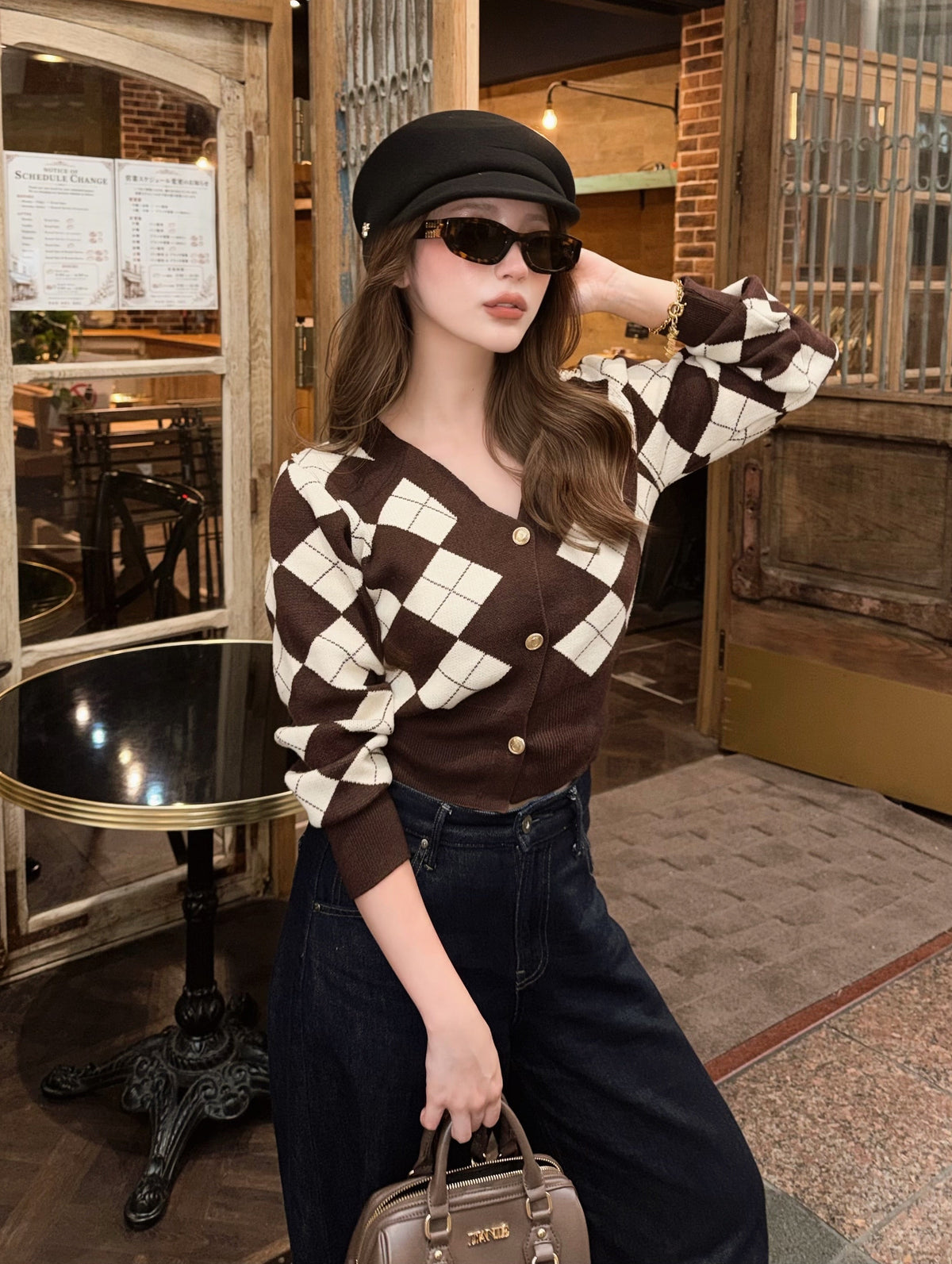 【予約】Argyle short cardigan(10月下旬〜11月上旬発送予定)