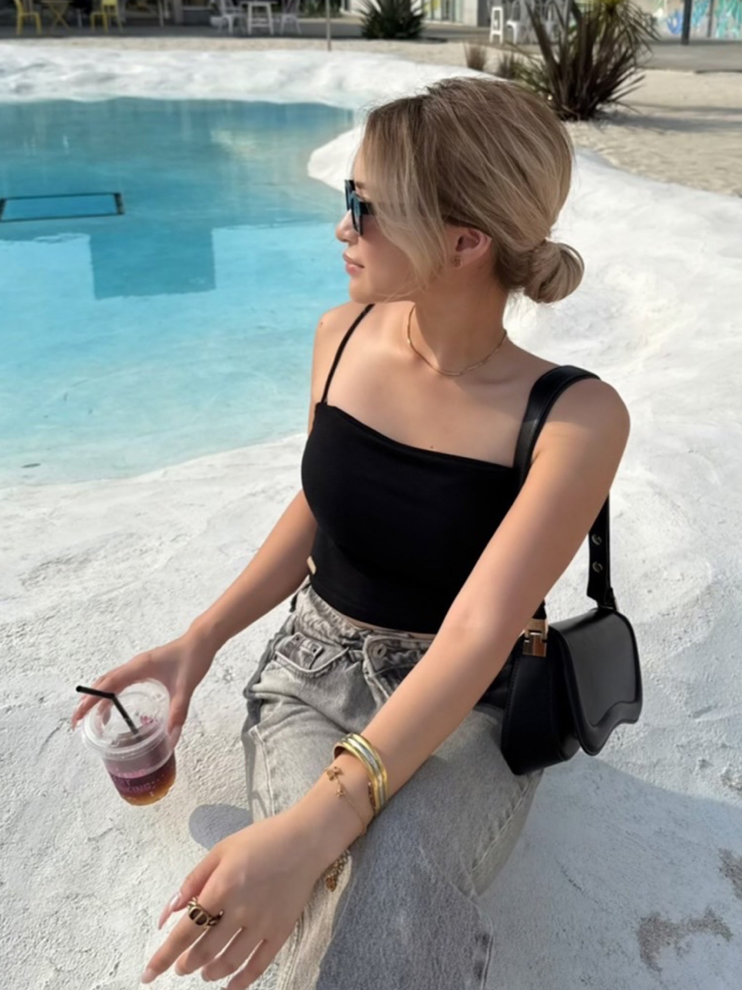 Cropped camisole with inner bra
