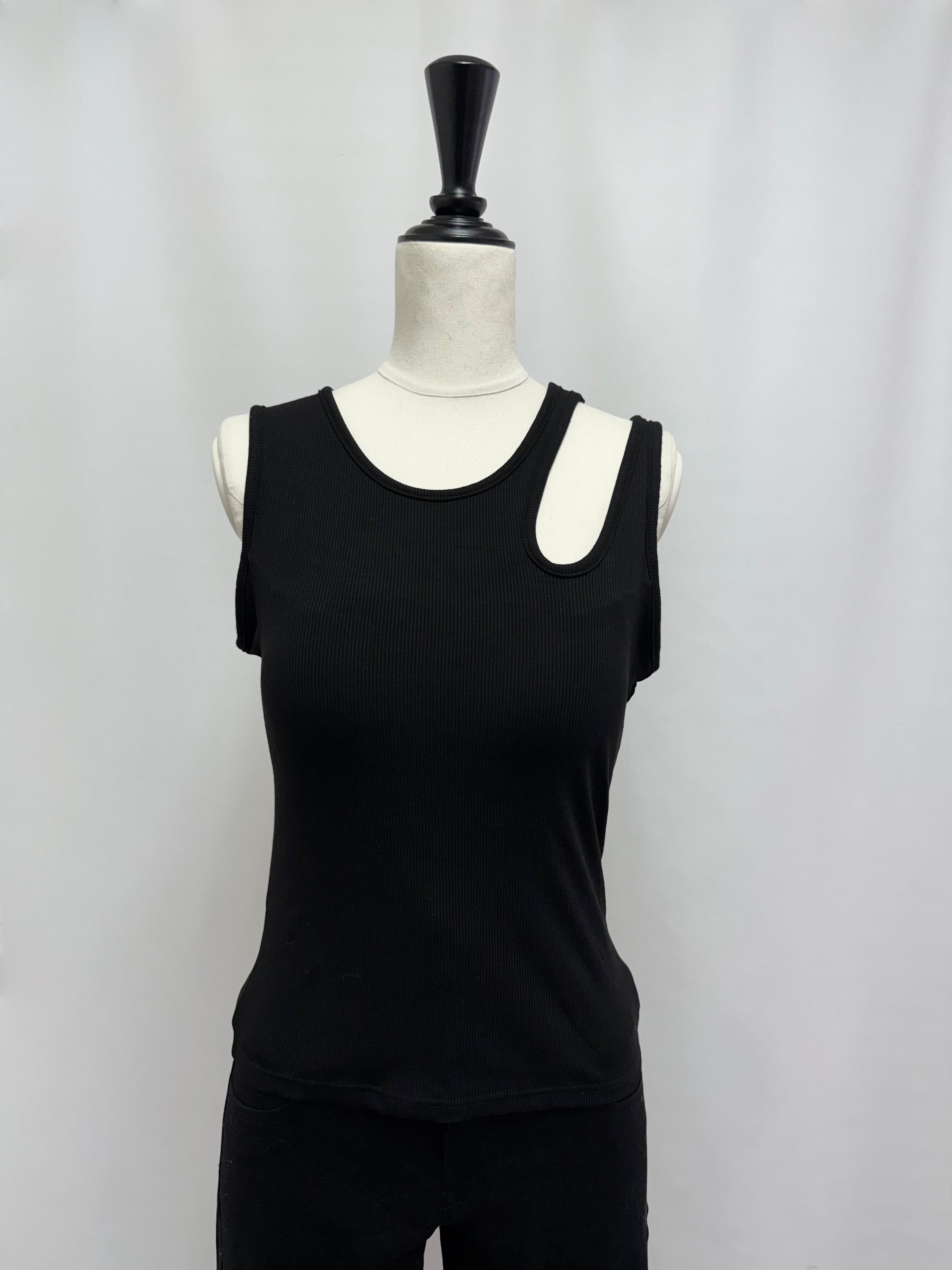 dianteブラック タンクトップ Asymmetry neck tank top | DIANTÉ (ディアンテ)公式通販サイト