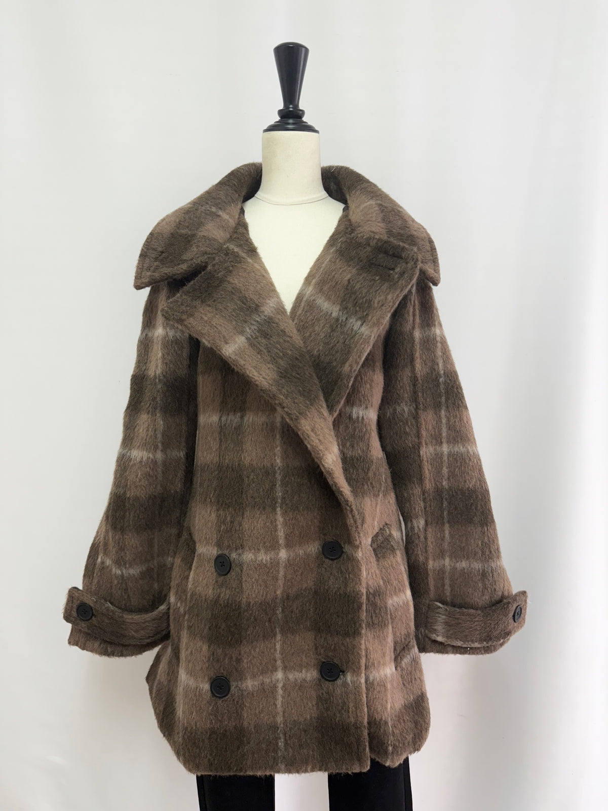 【予約】Shaggy check loose double jacket(SETUP着用可)(BEG 11月上旬発送予定)