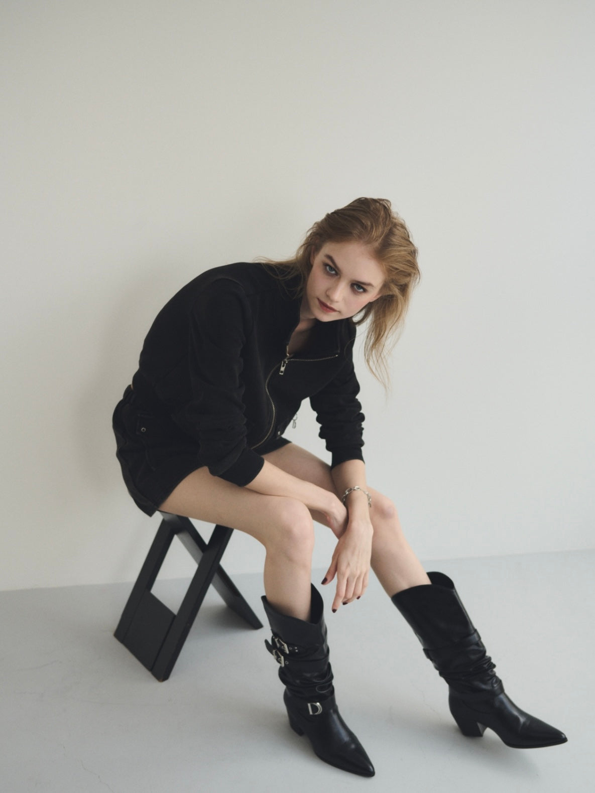 Fade sweat blouson✕skirt set up