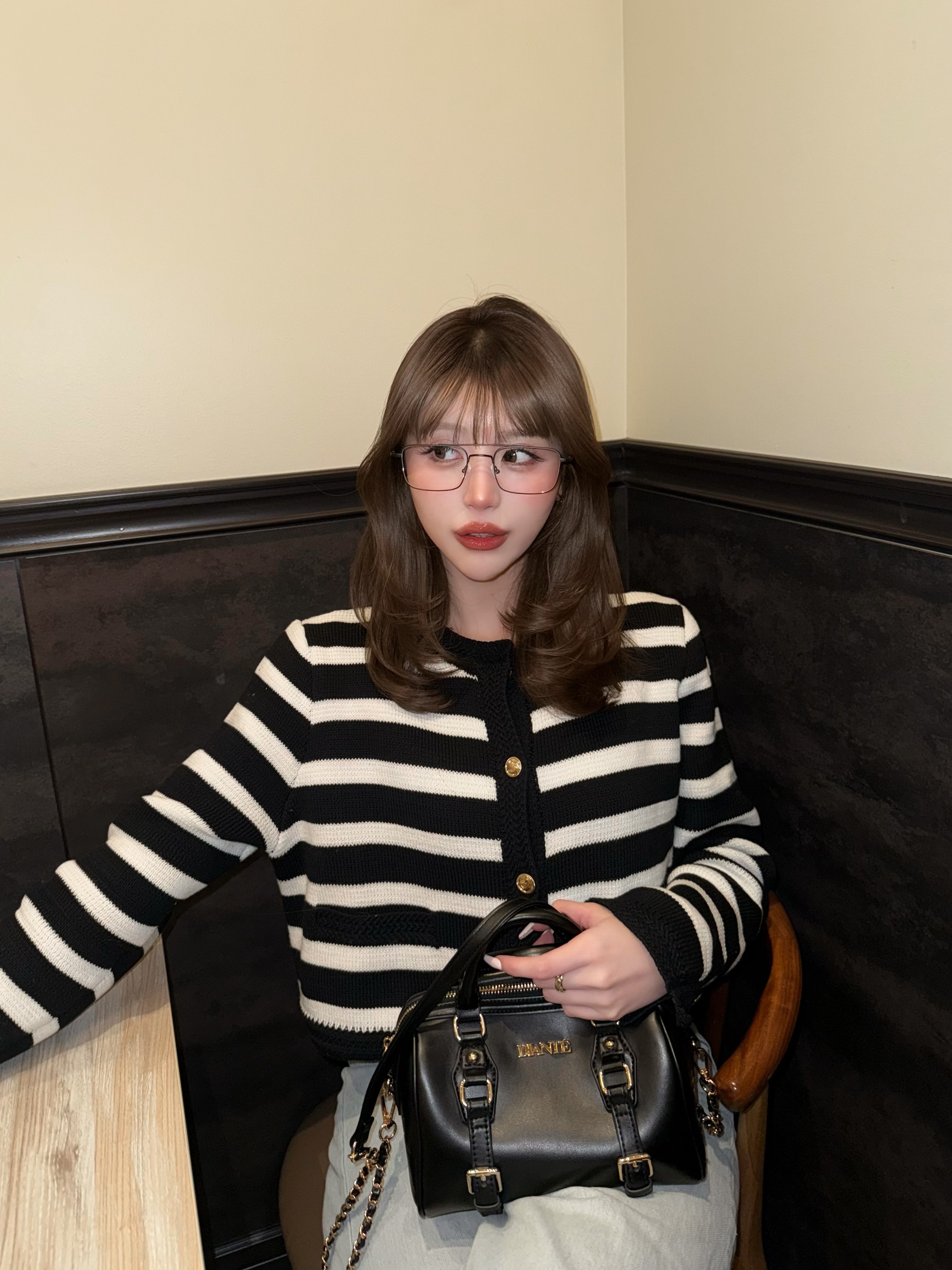 Gold button bulky knit cardigan