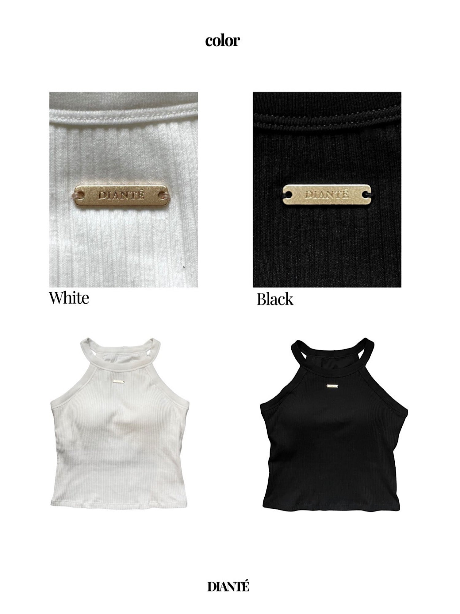 Logo plate halter neck tank tops