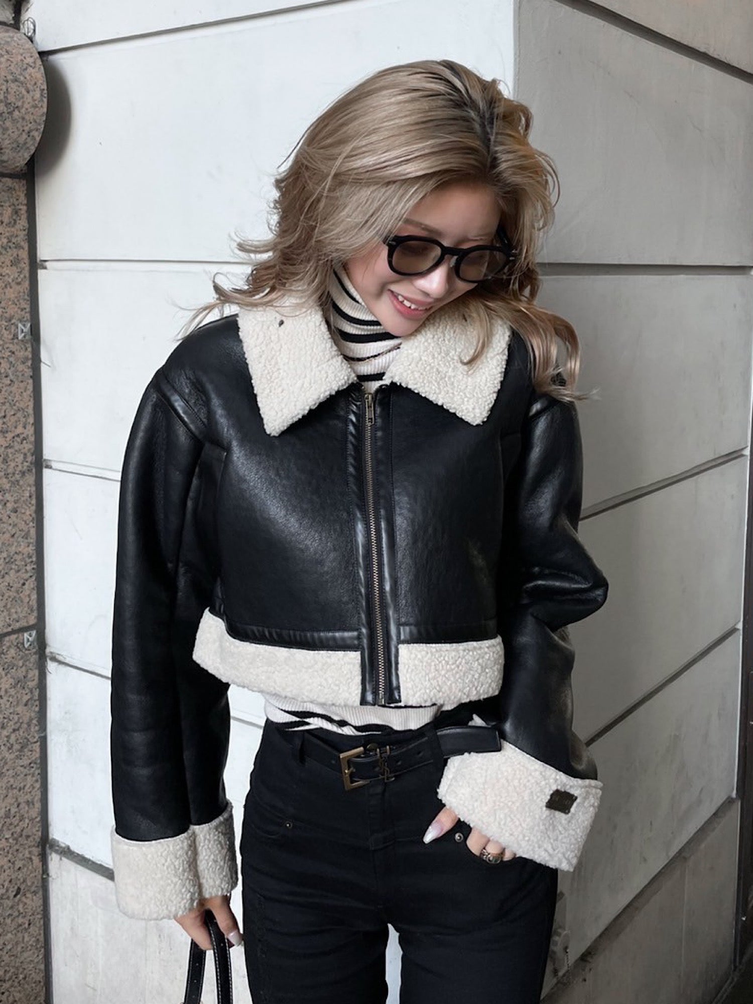Mouton cropped jacket