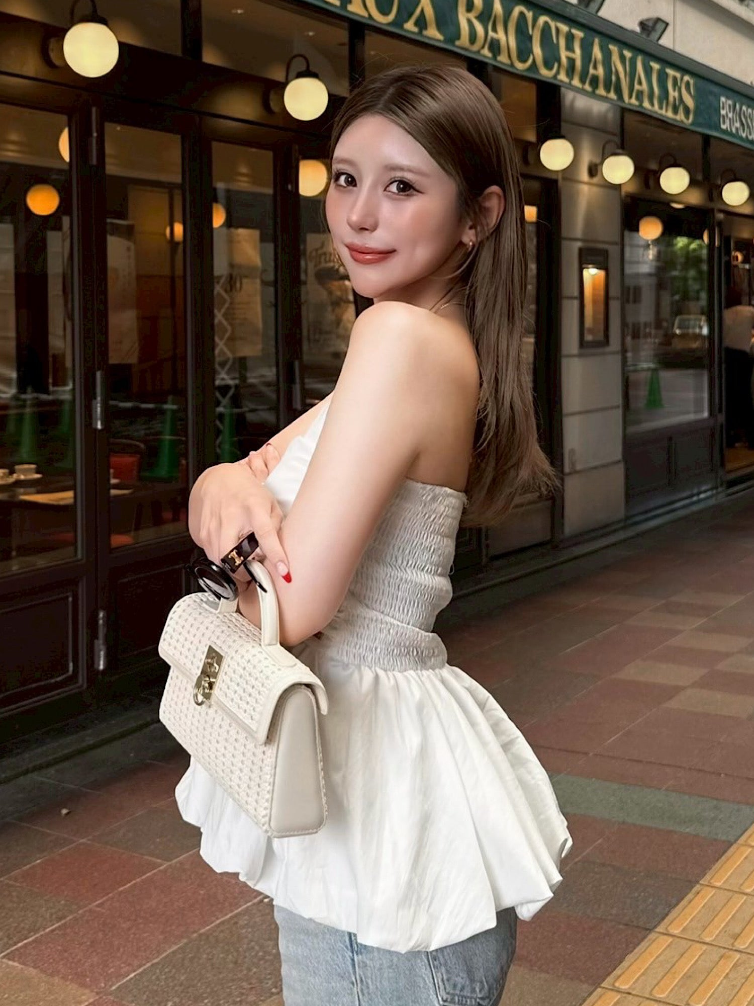 トップス diante INITIAL PLATE PEPLUM BARETOP Initial plate peplum baretop | DIANTÉ (ディアンテ)公式通販サイト