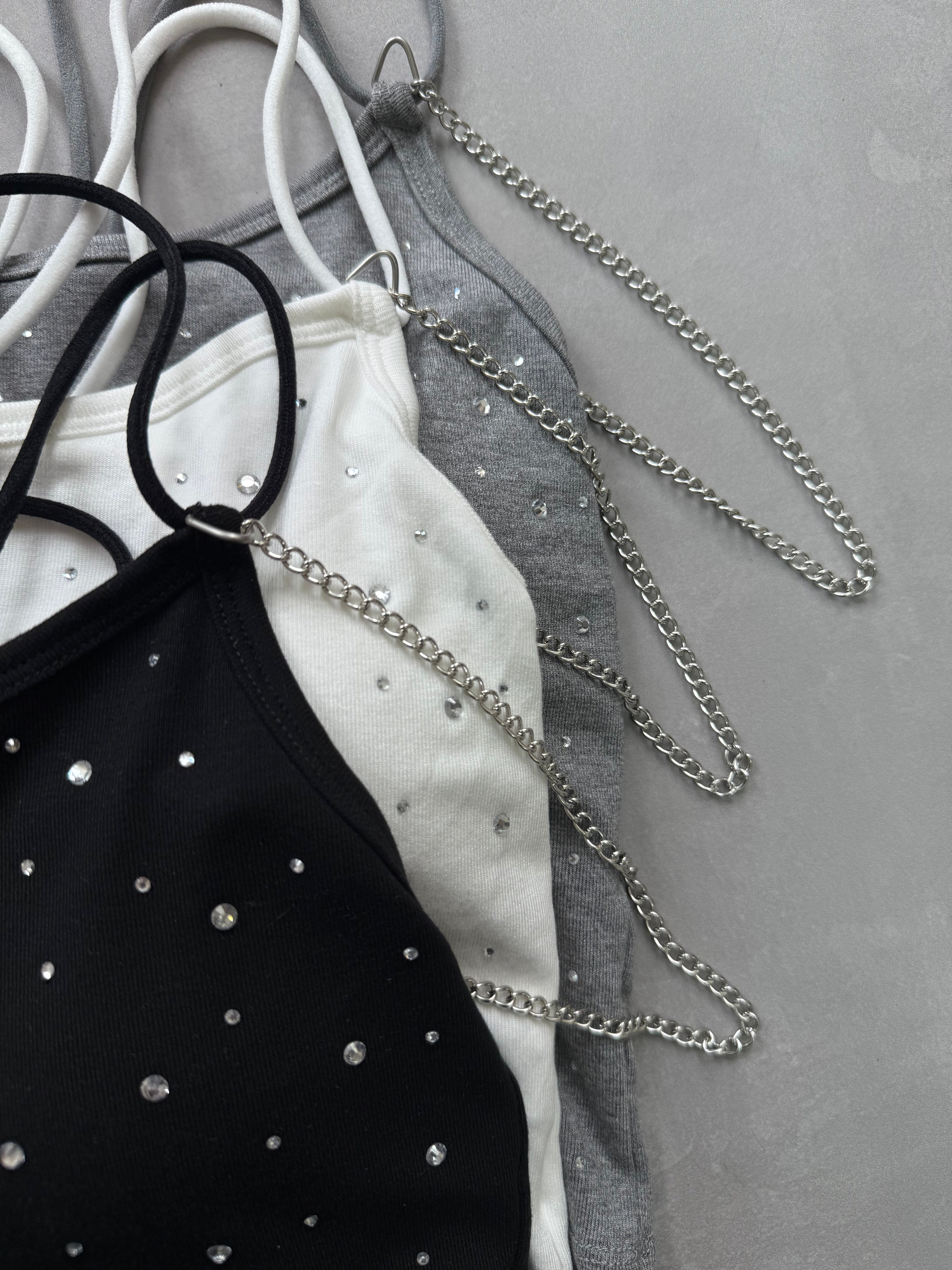 Rhinestone dot camisole with inner bra