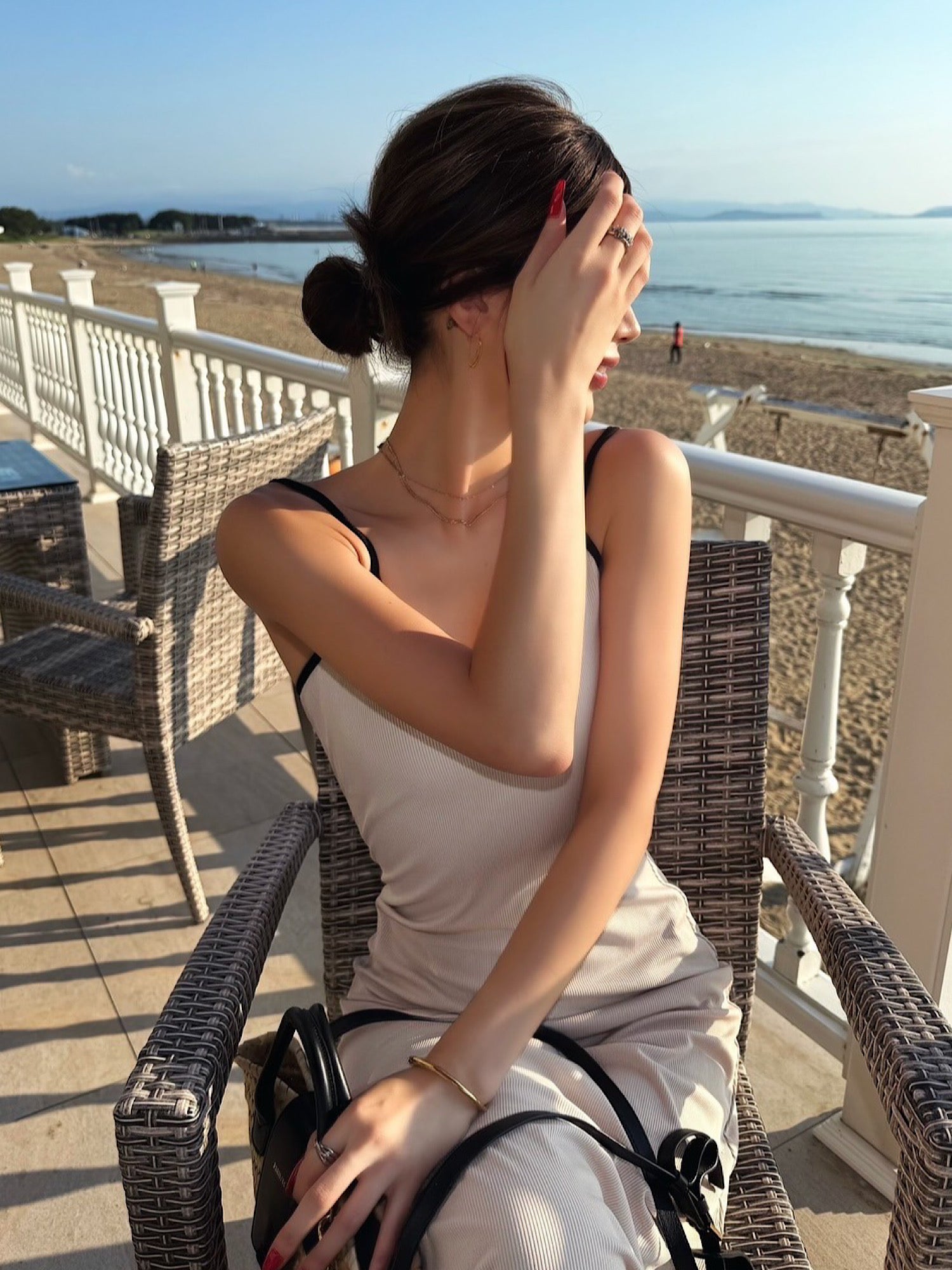 Bicolor piping cami-dress