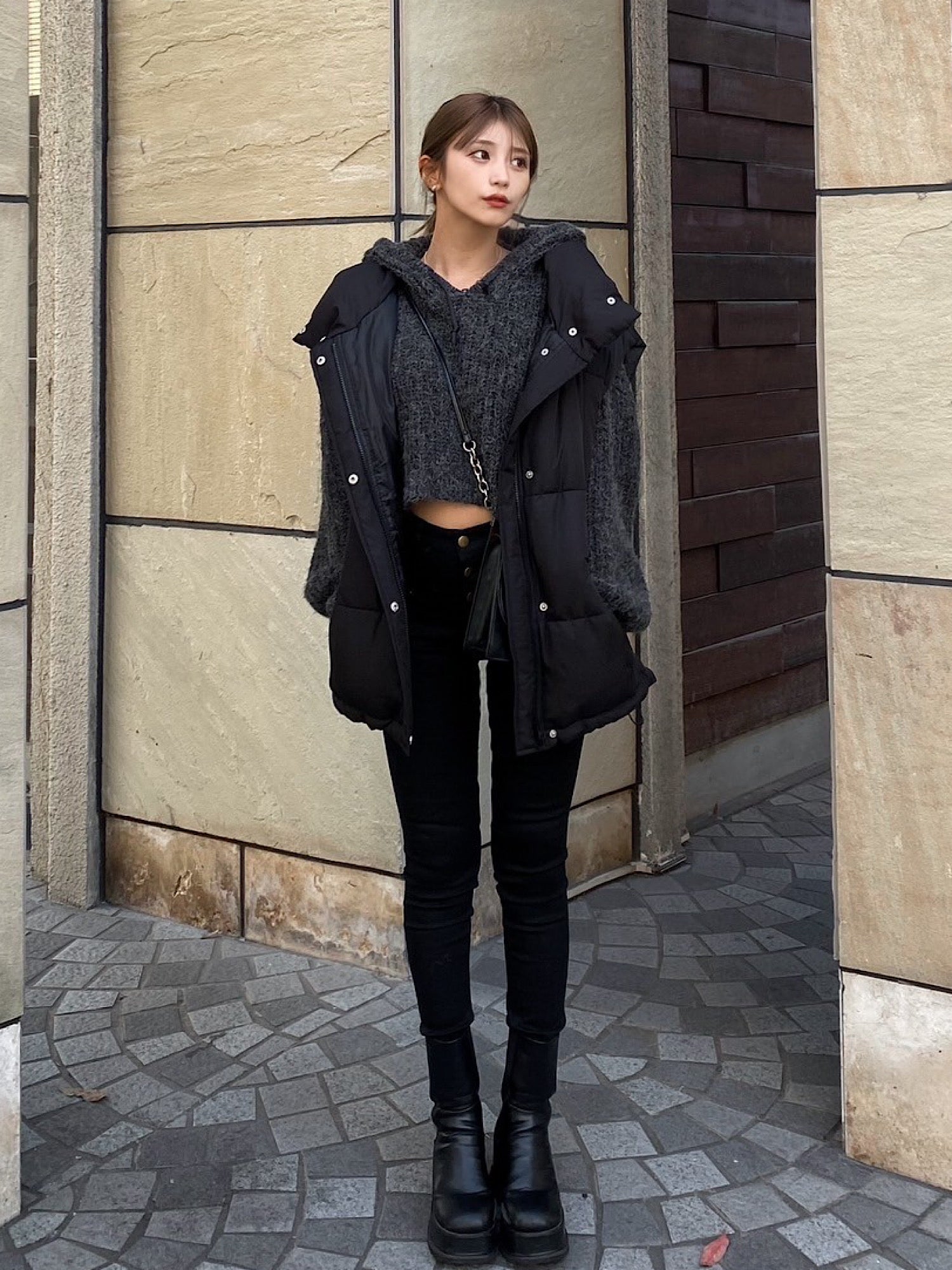 Hoodie down vest jacket