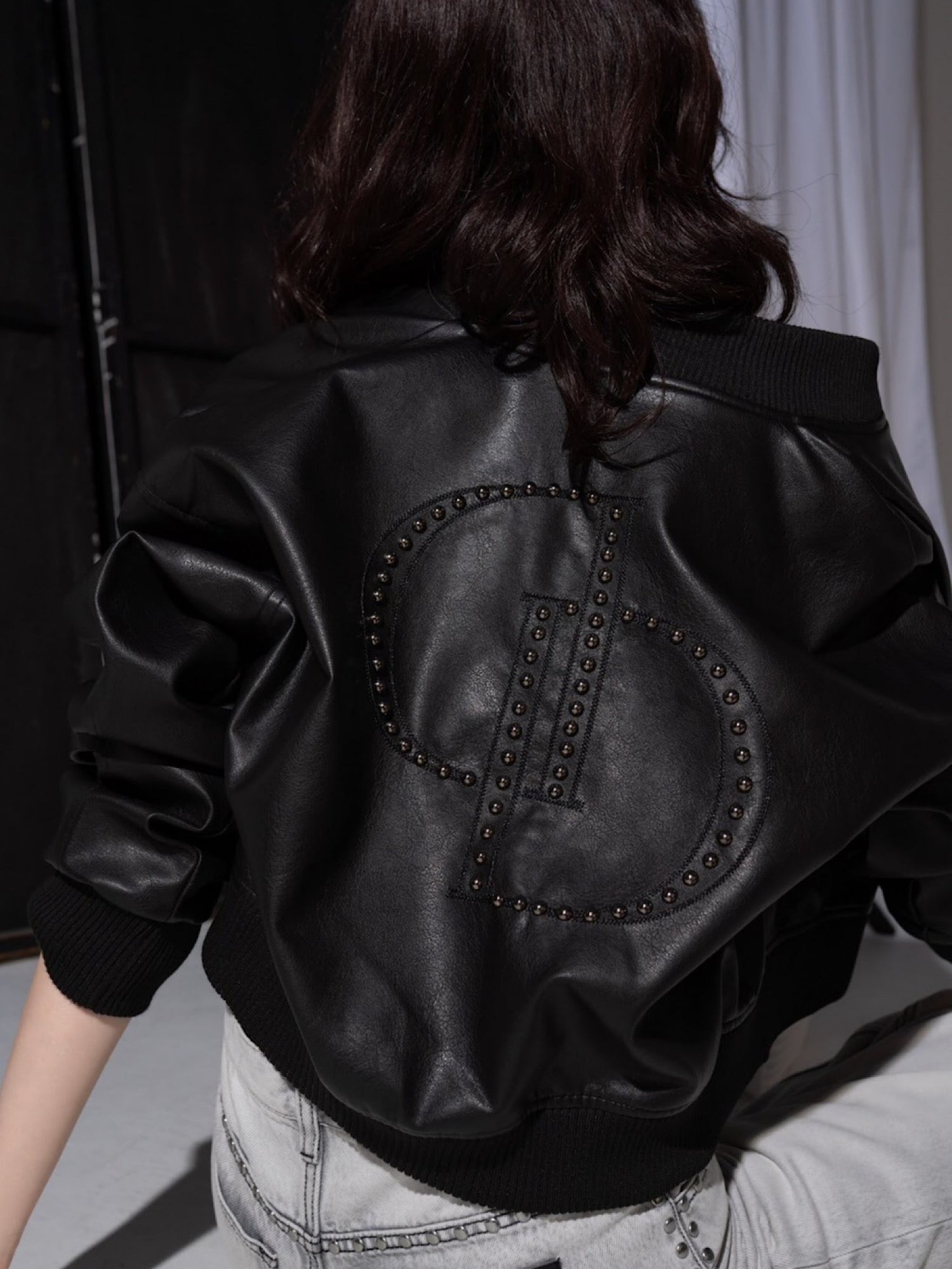 DD studs eco leather blouson