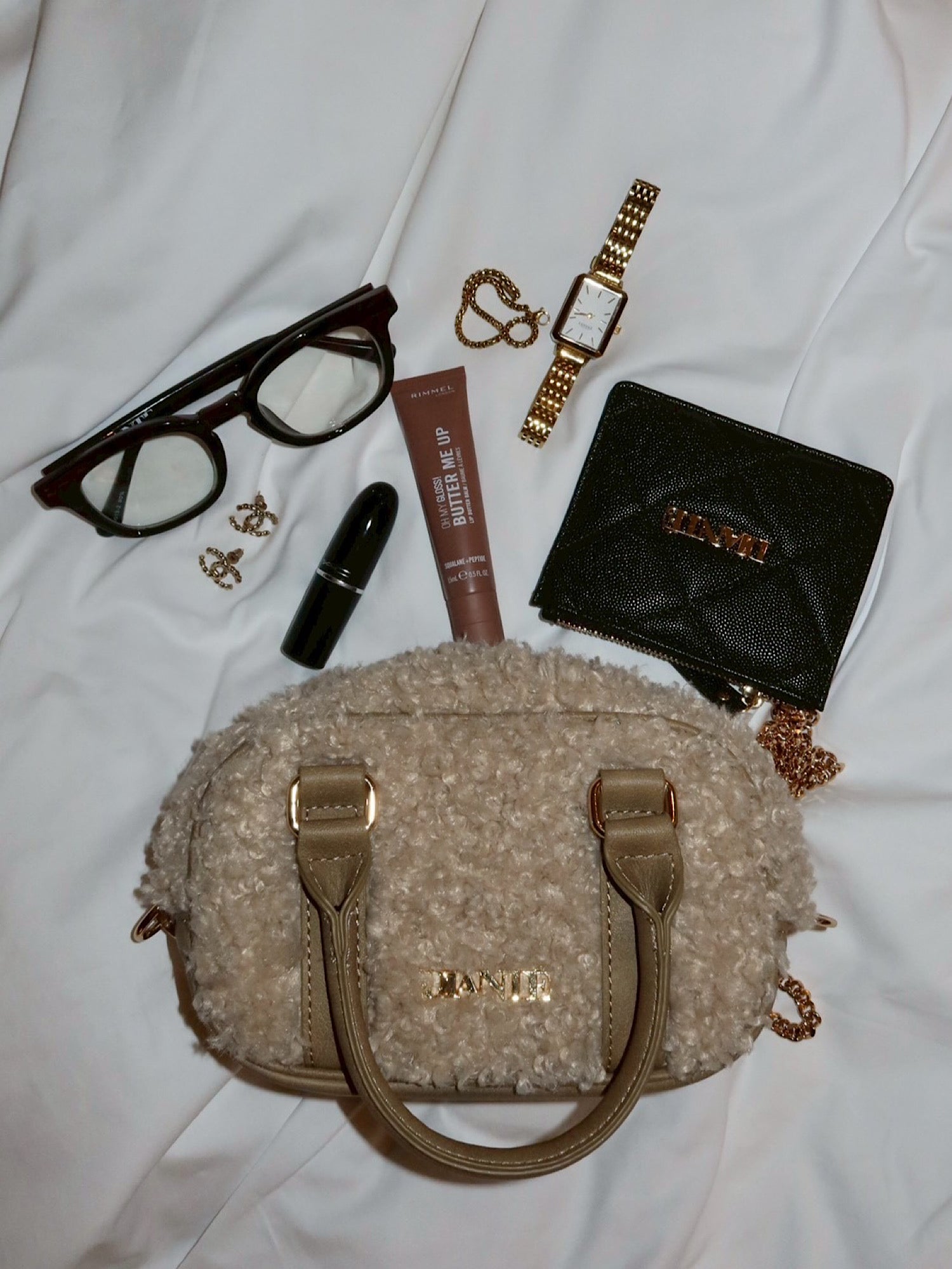 Gold chain logo mini bag