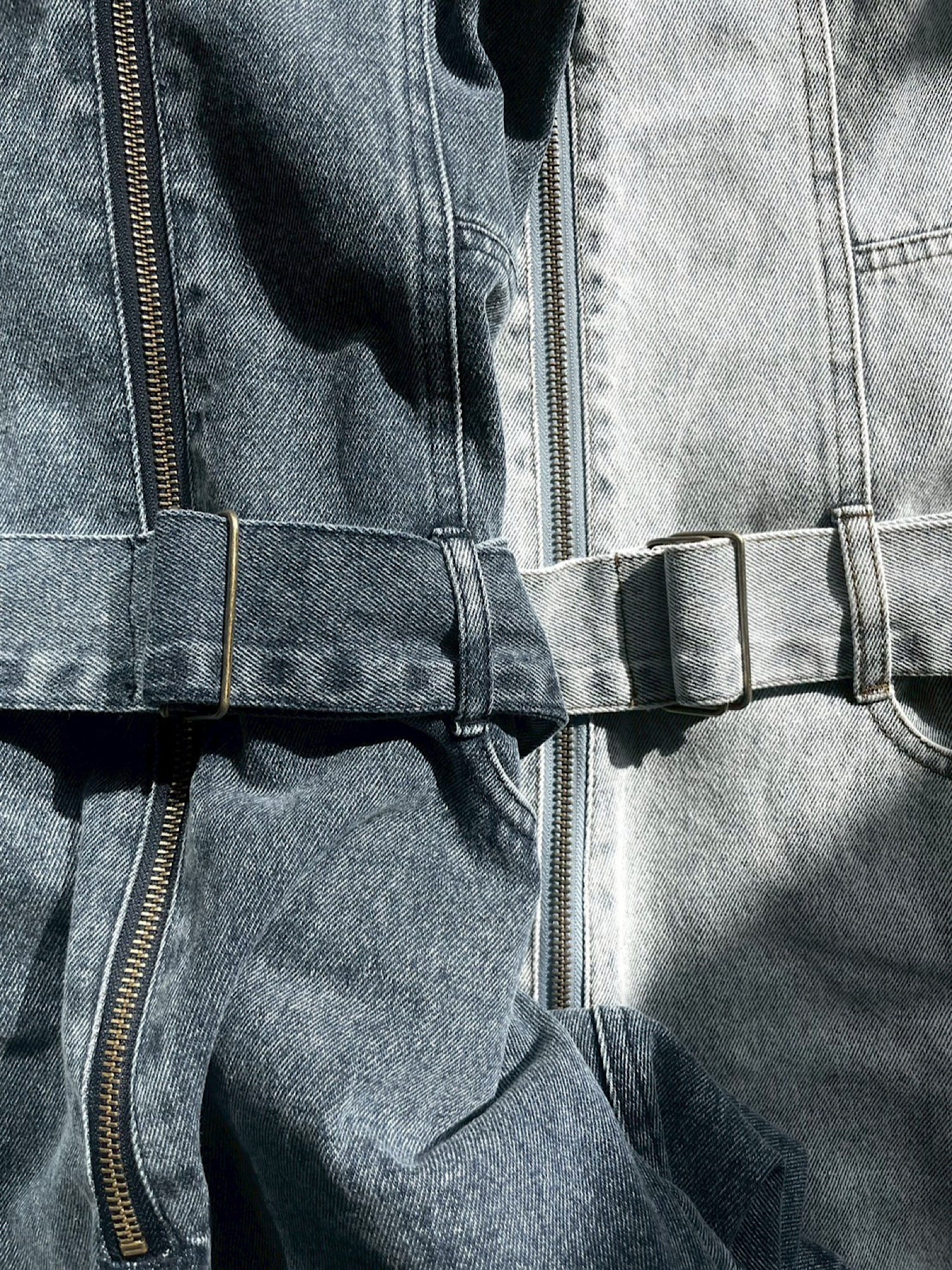 Belted denim all in one