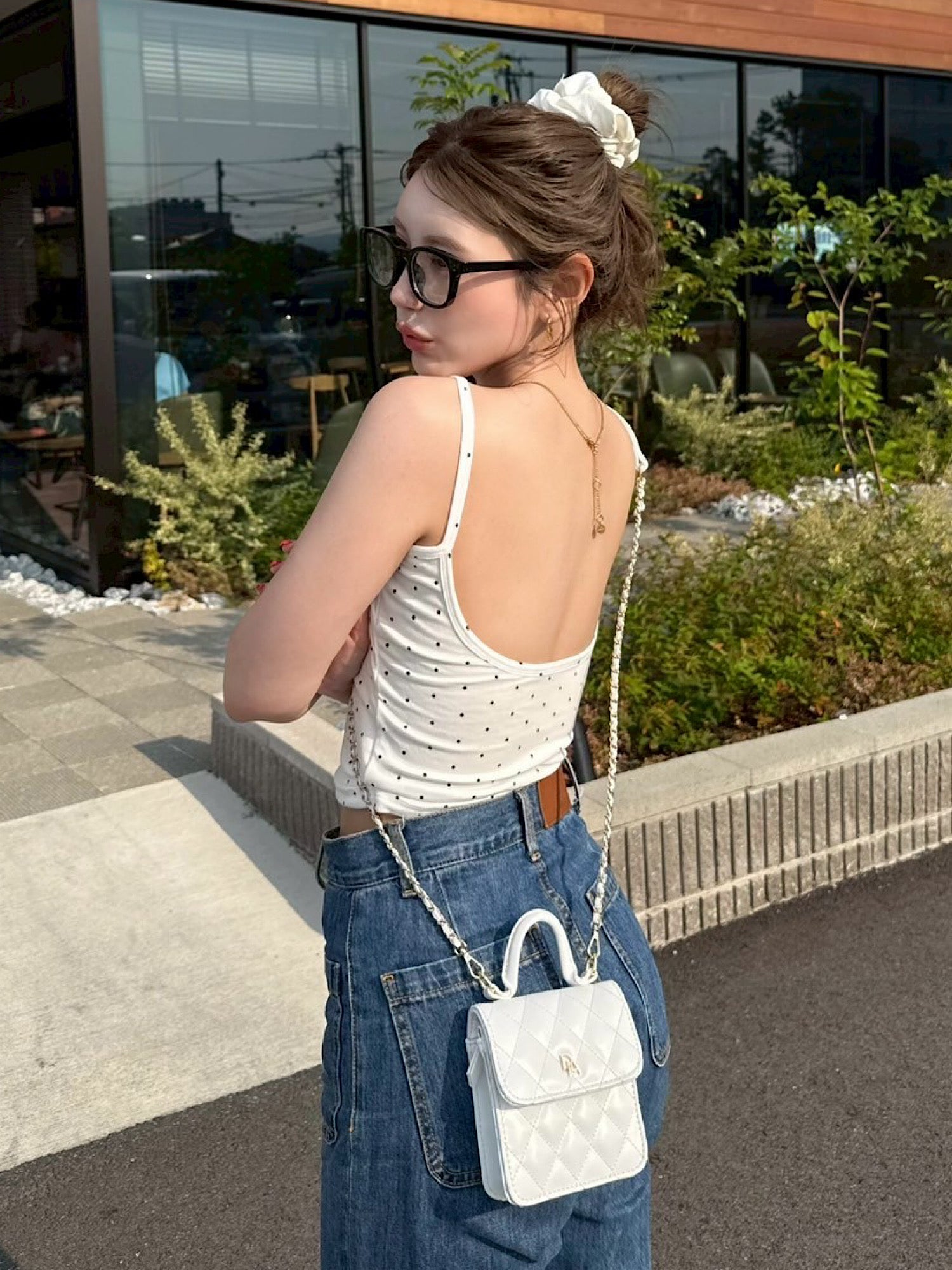 Quilted leather logo mini bag