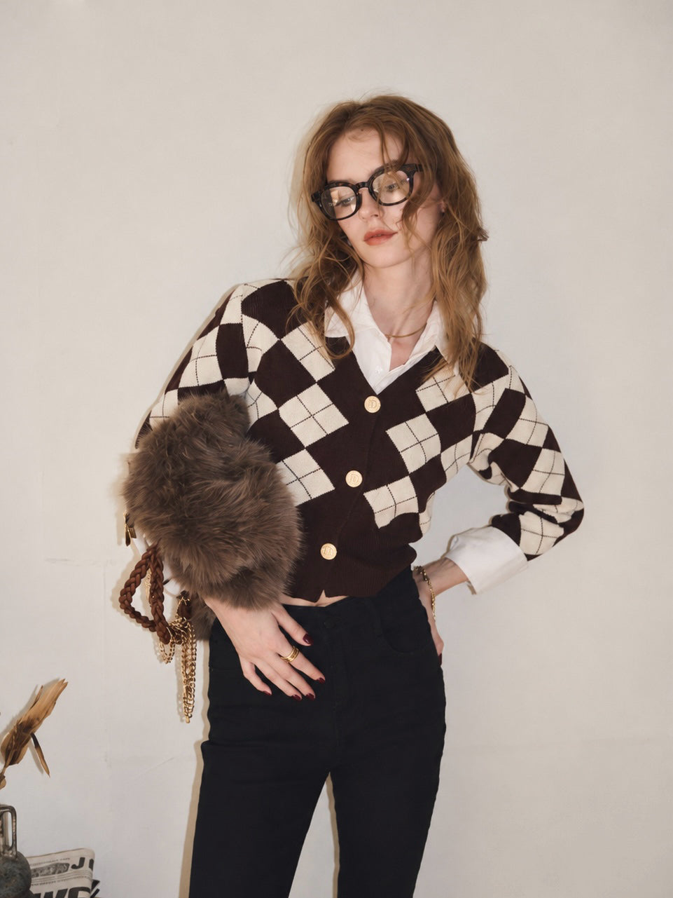 【予約】Argyle short cardigan(10月下旬発送予定)