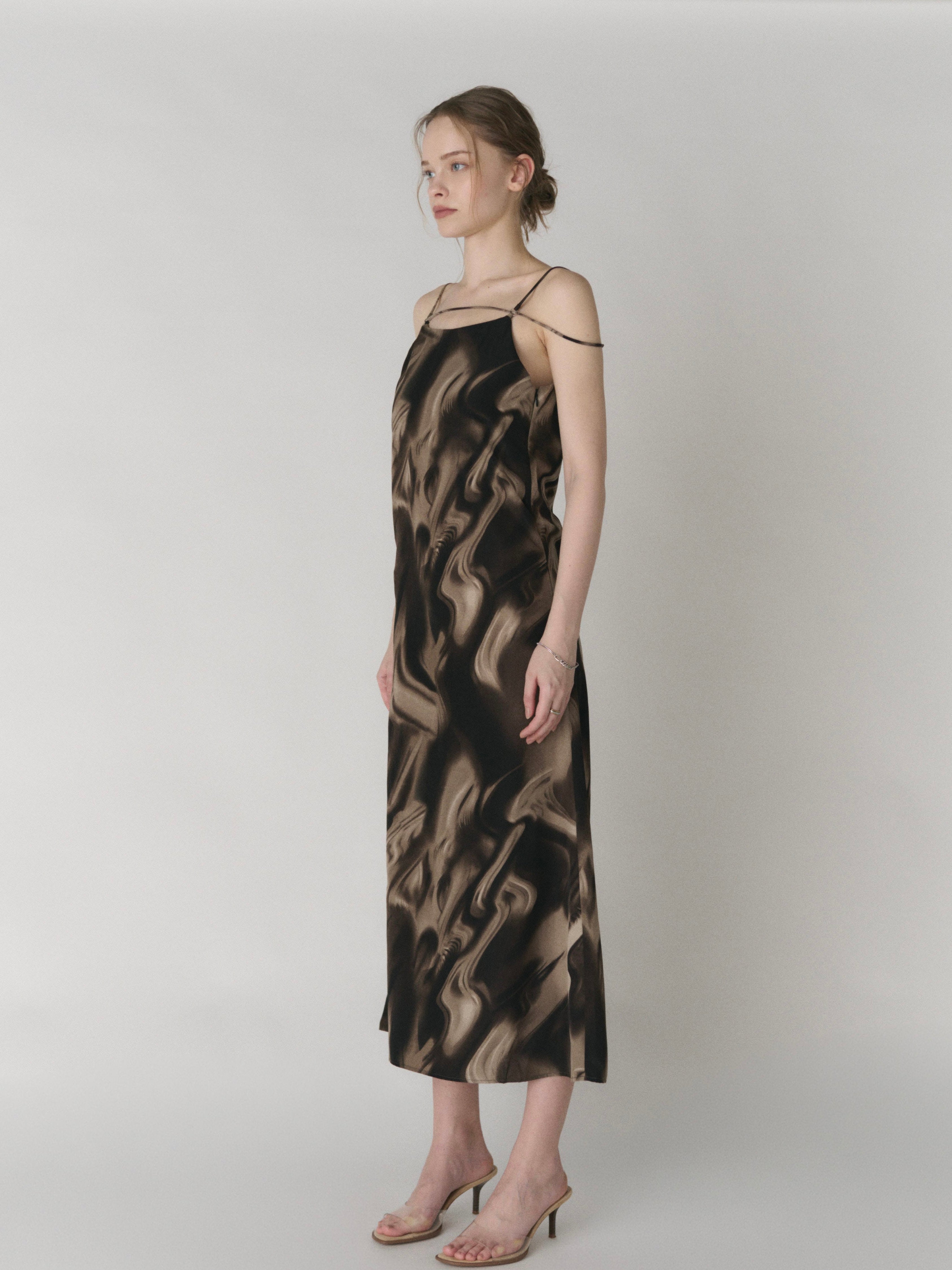 Cross strap maxi dress with inner bra