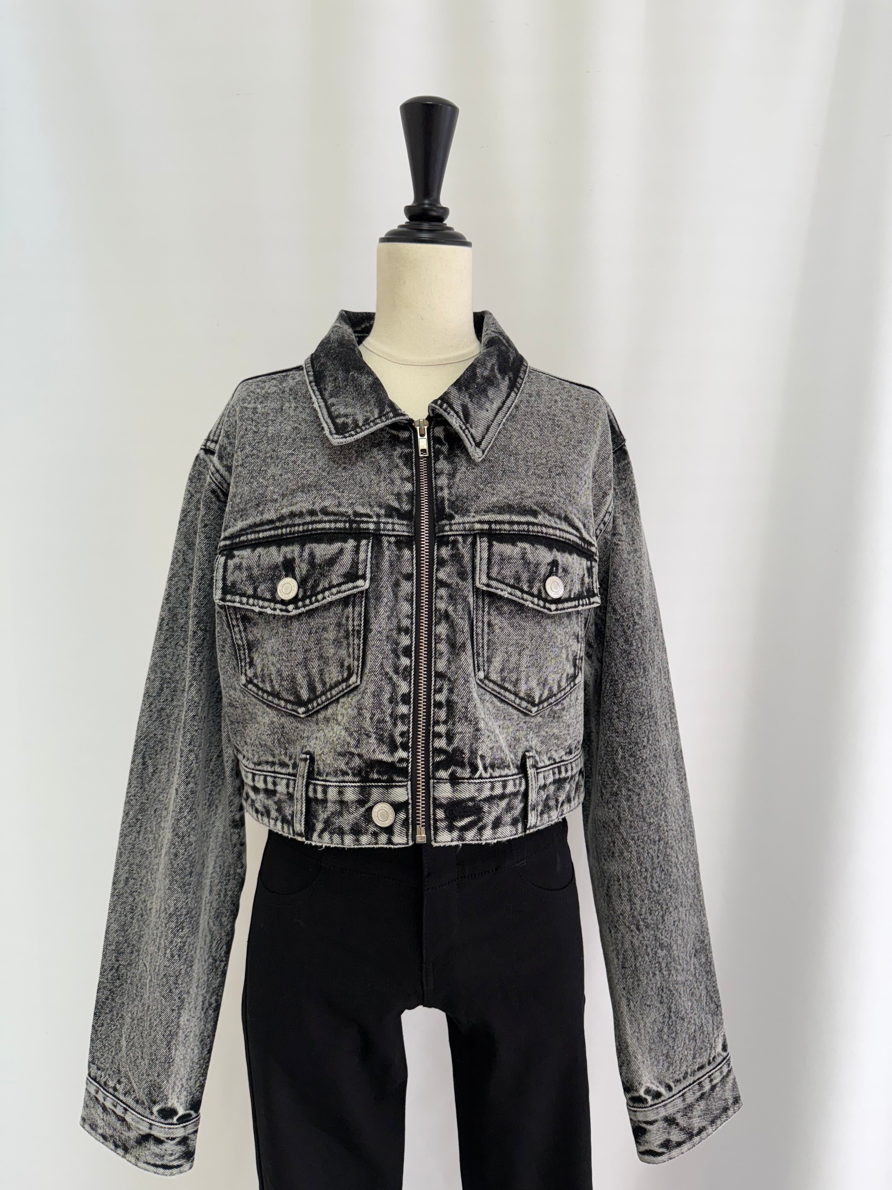 Fade denim zip up jacket