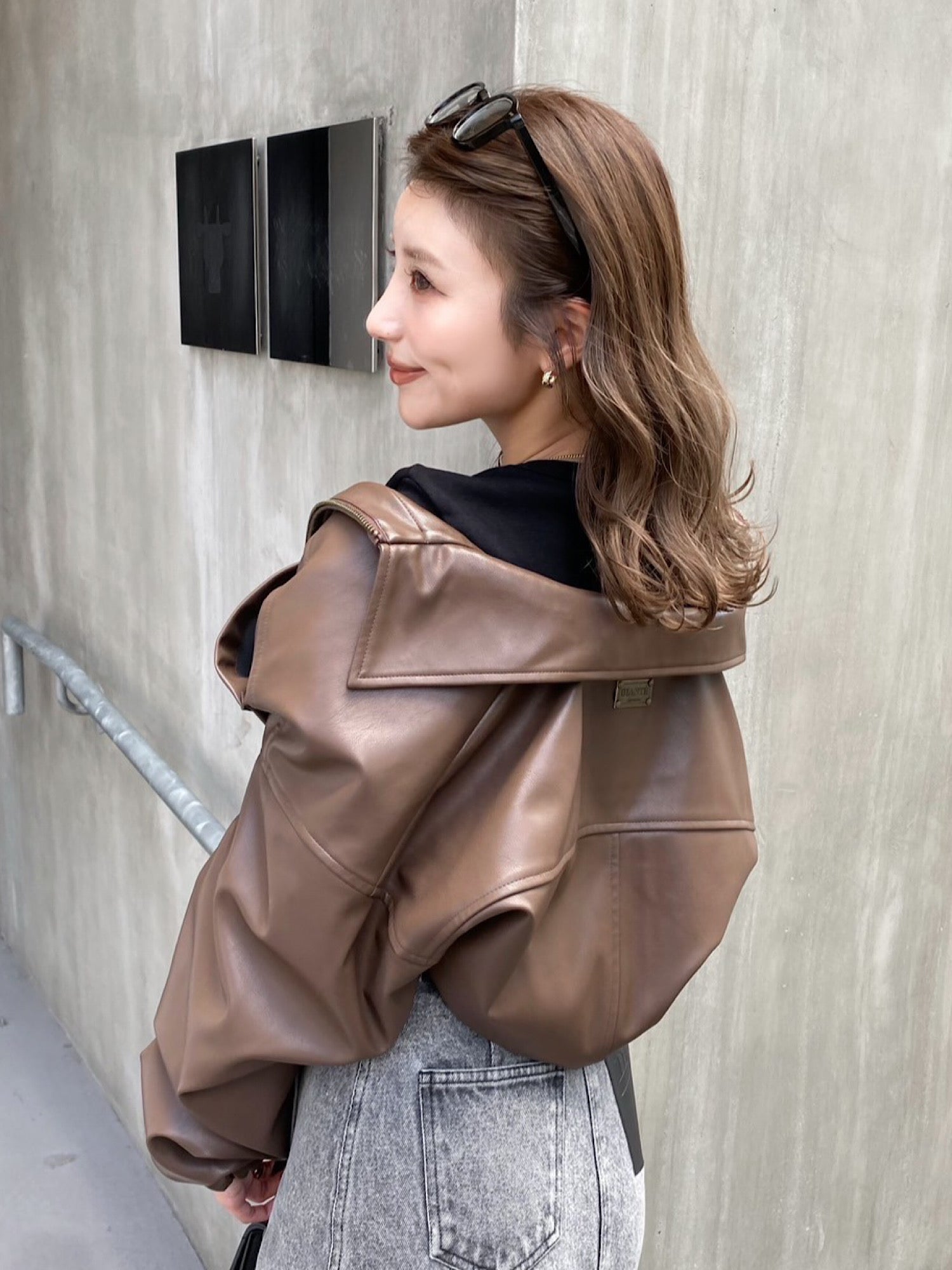 Eco leather bomber jacket