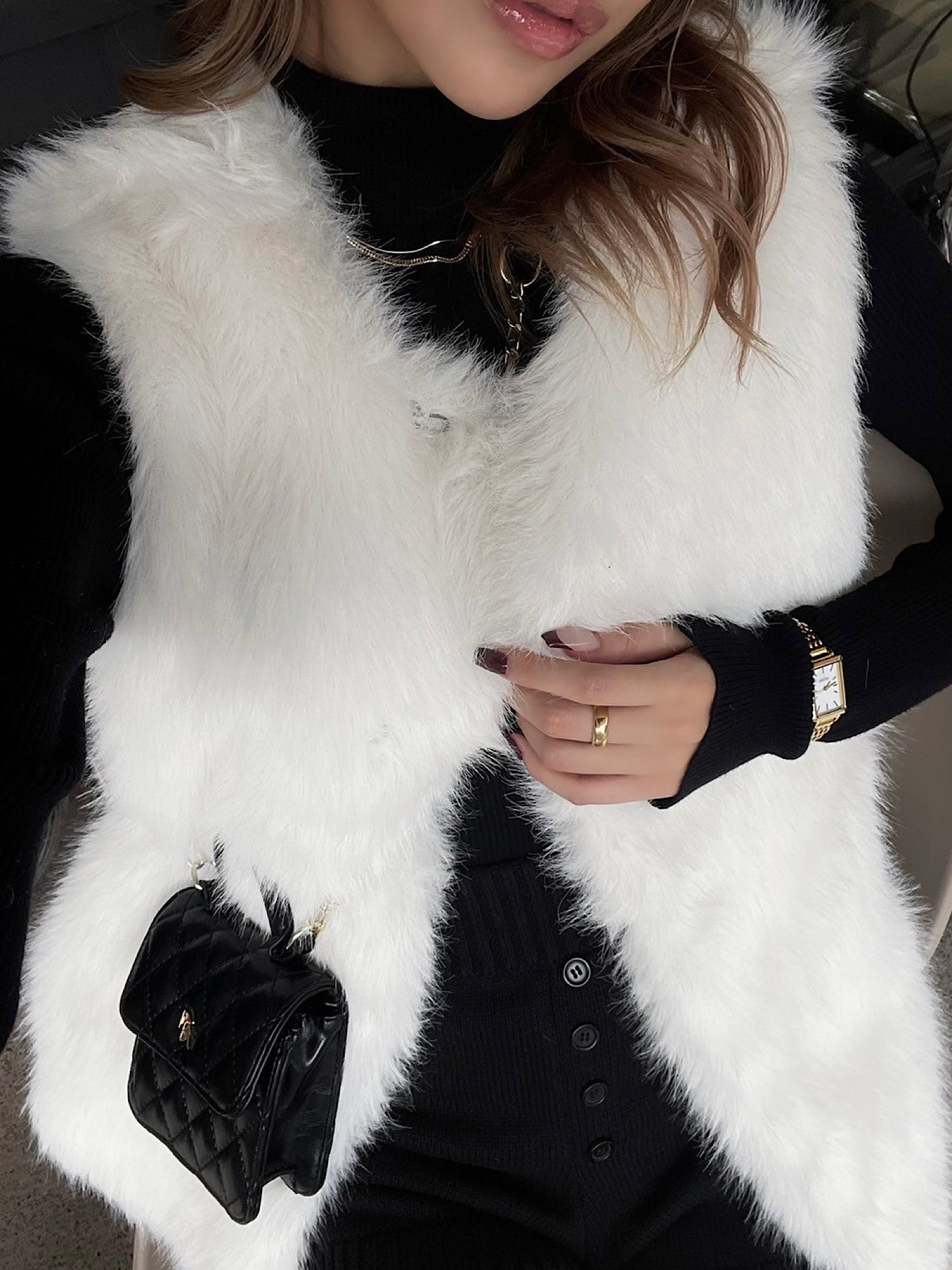 DIANTE Premium eco fur vest