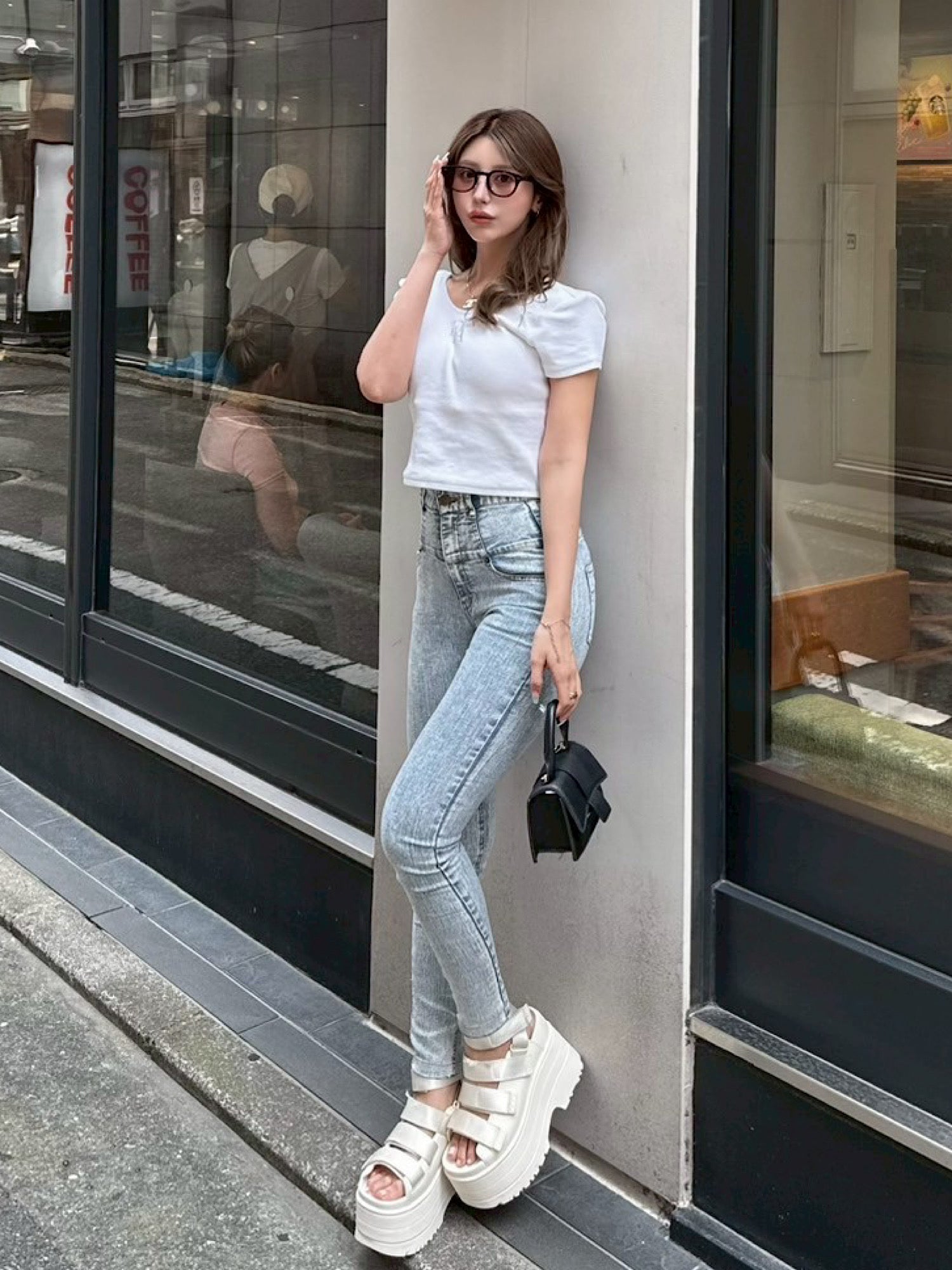 High waist skinny denim