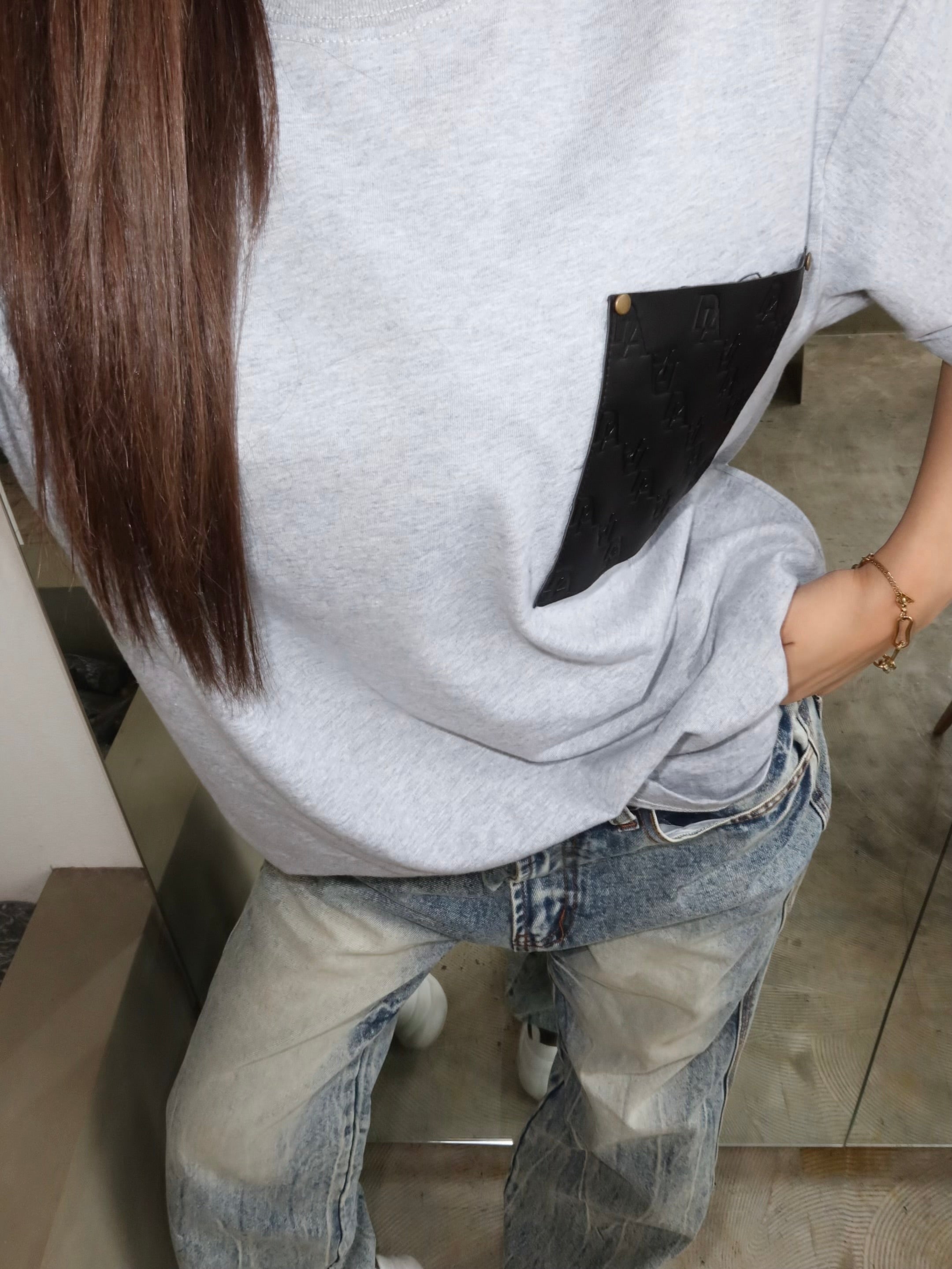【予約】Leather pocket over Tee(7月中旬〜8月中旬発送予定)