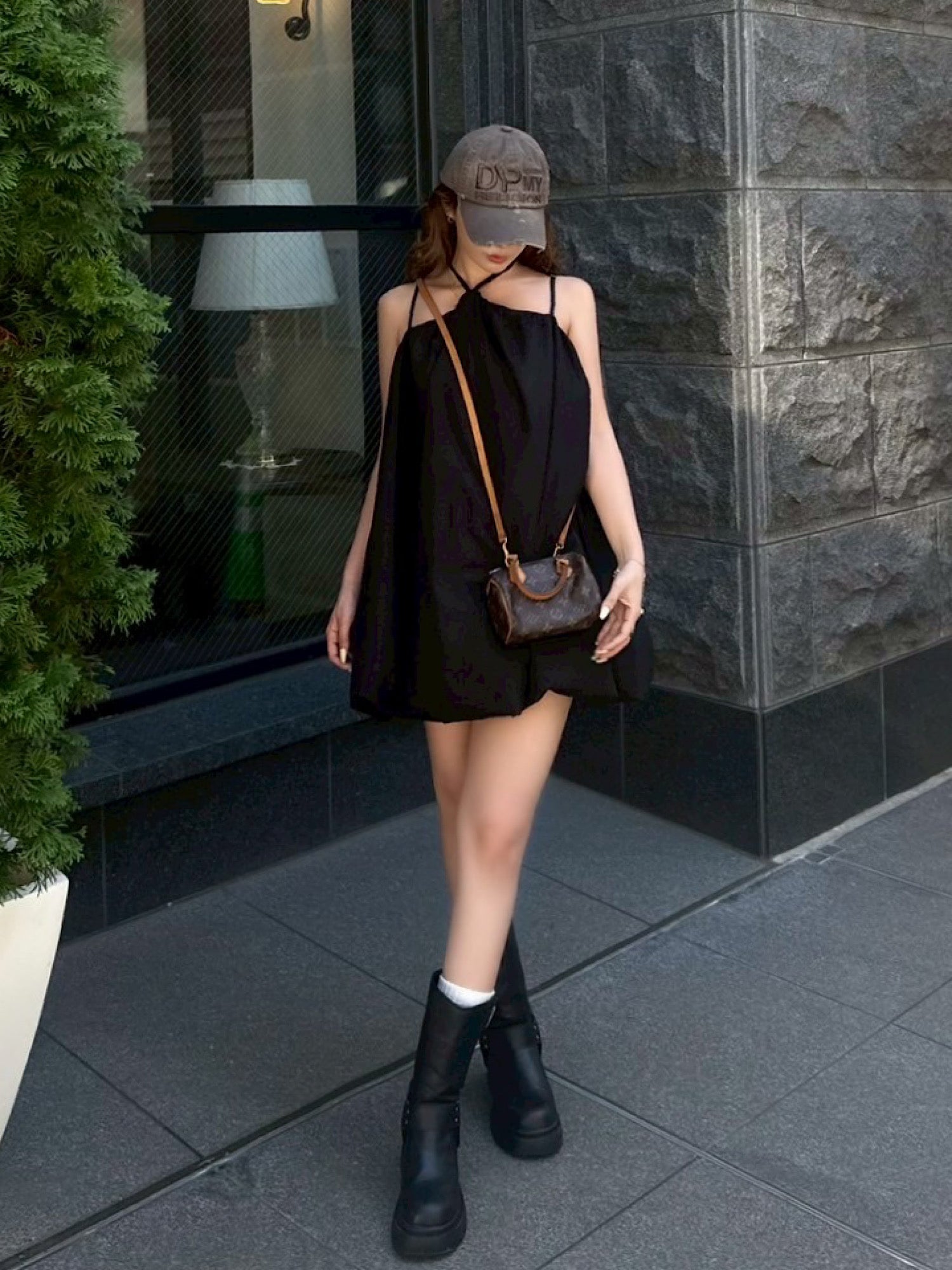 【予約】Balloon cami mini dress(BLK 9月中旬〜下旬発送予定)