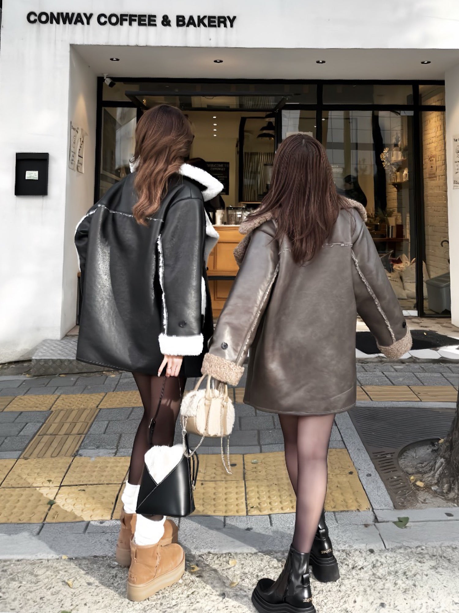 Volume collar loose mouton jacket