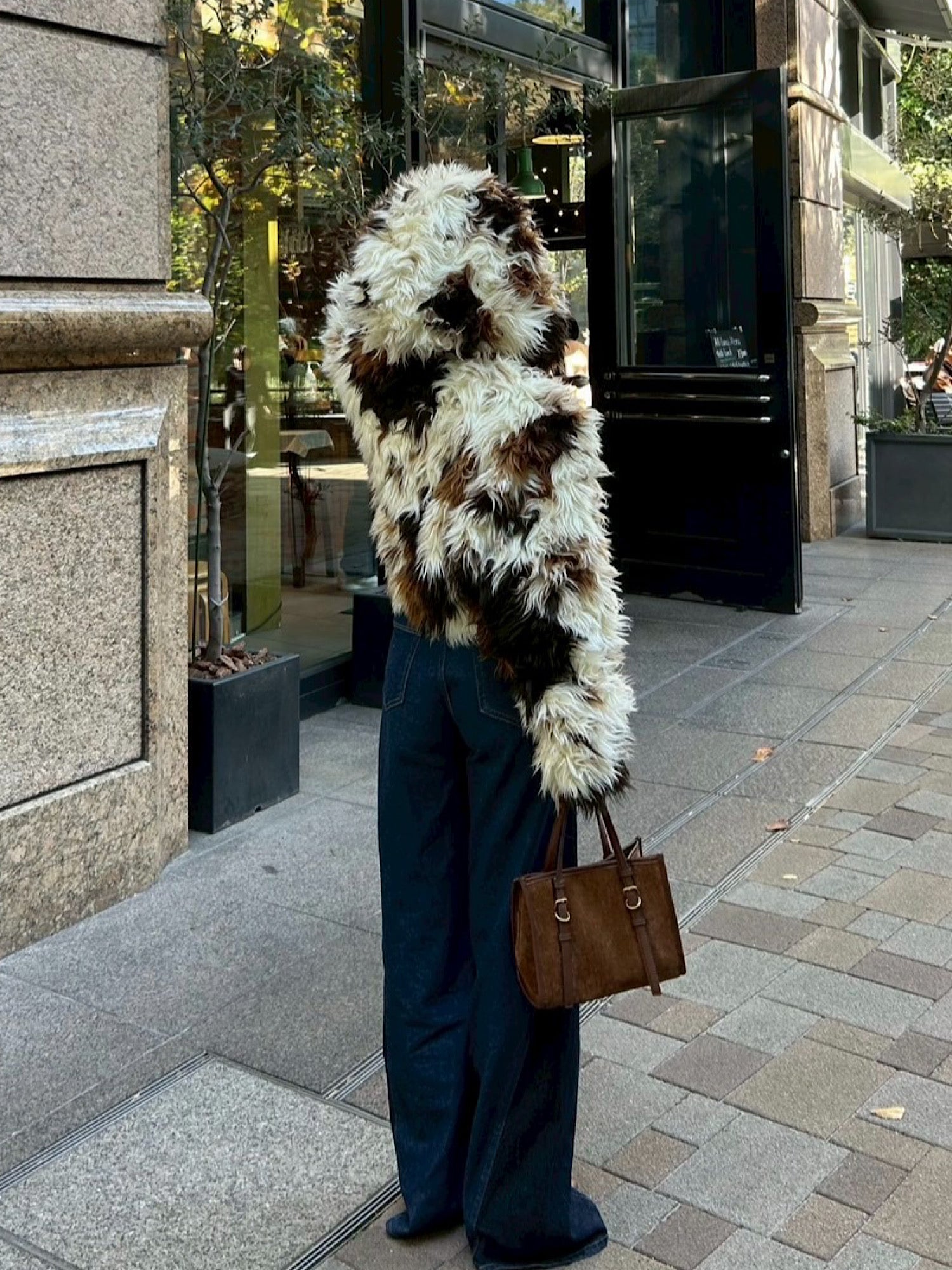 Premium eco fur hoodie coat