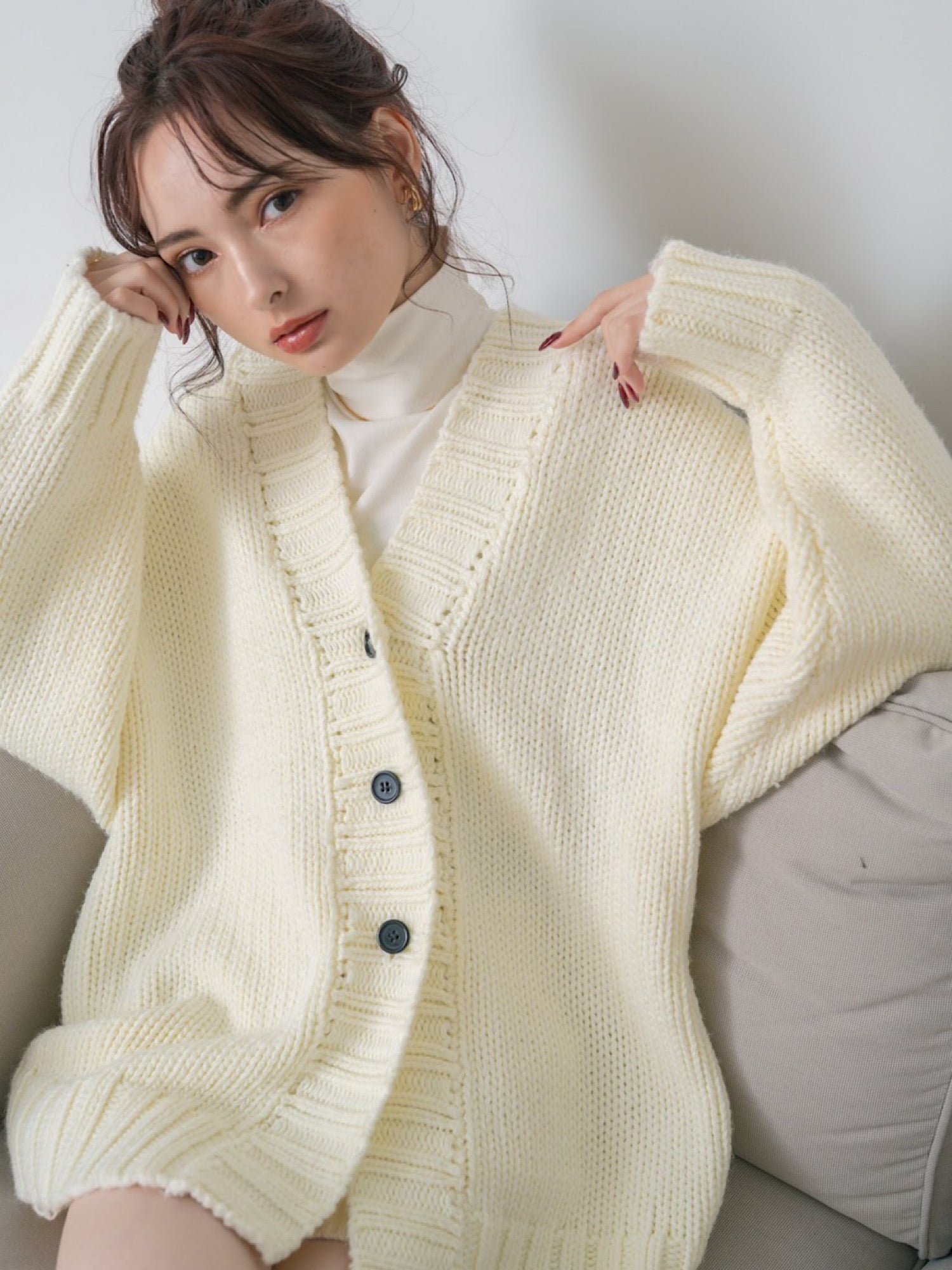 Bulky knit over cardigan