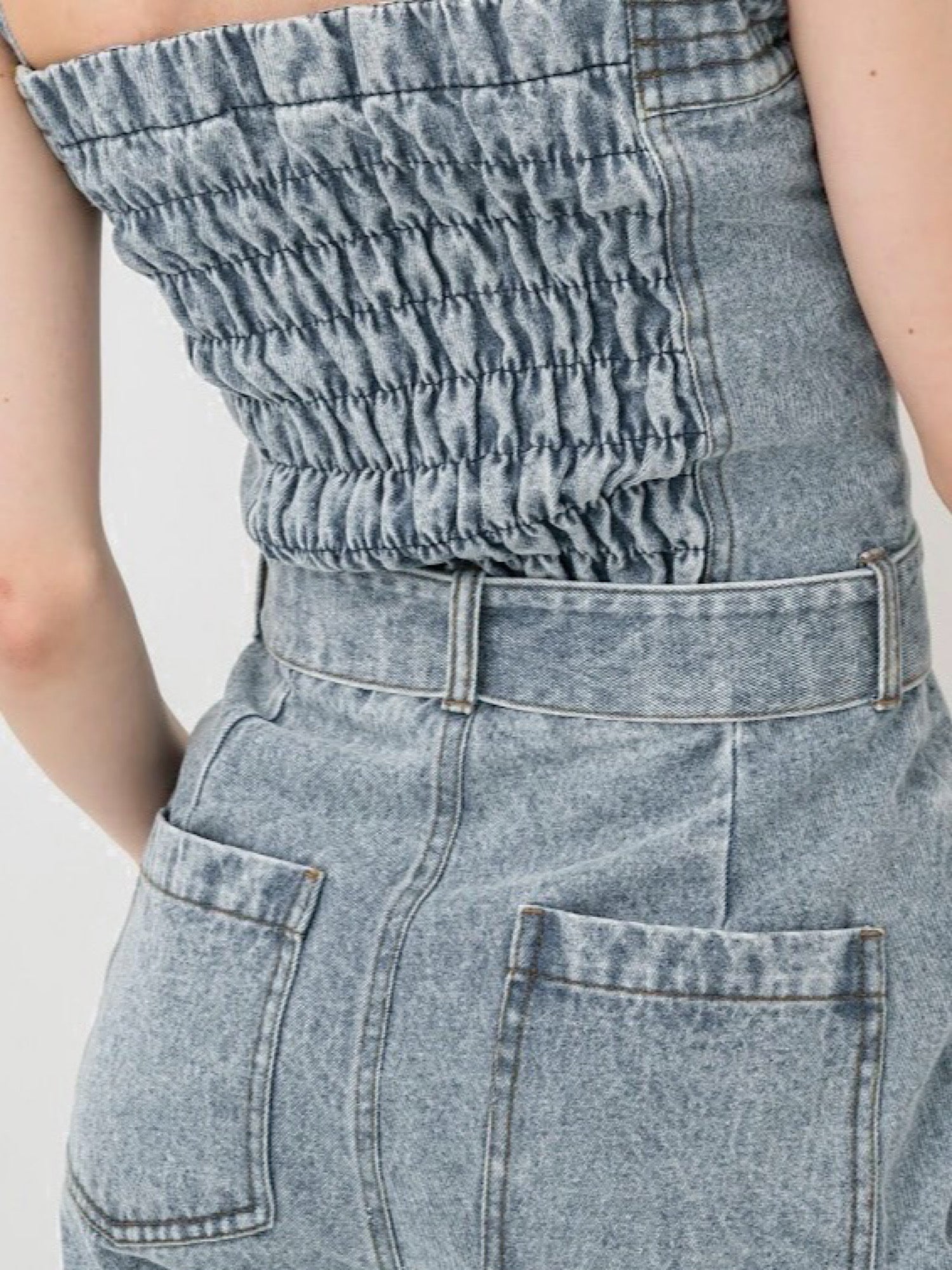 Belted denim all in one