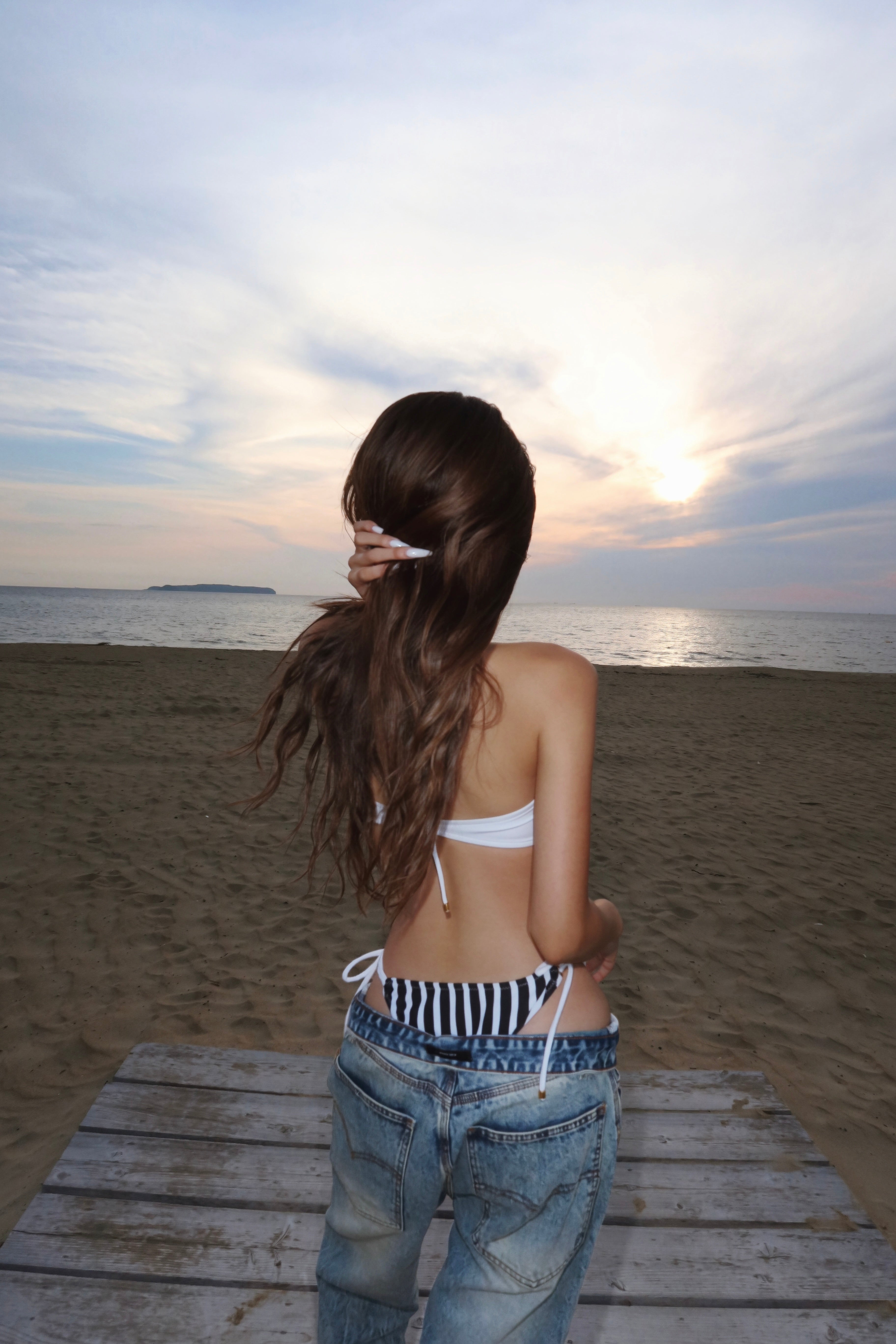 Logo plate bandeau swim wear