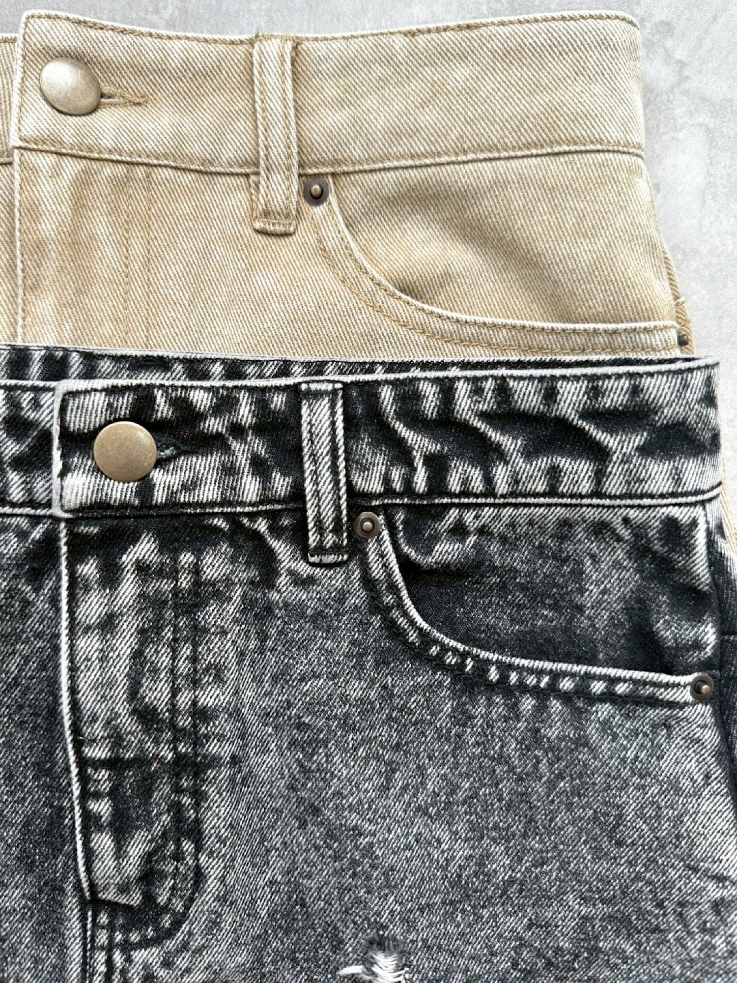 Chemical wash denim mini skirt（SET UP着用可）