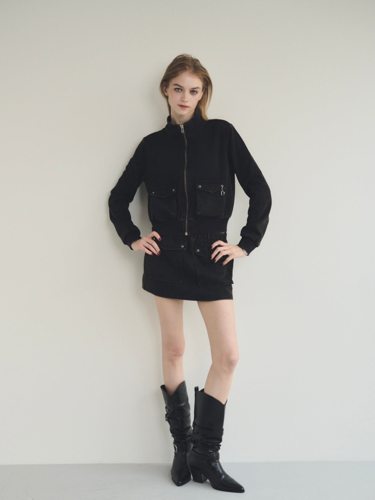 Fade sweat blouson✕skirt set up