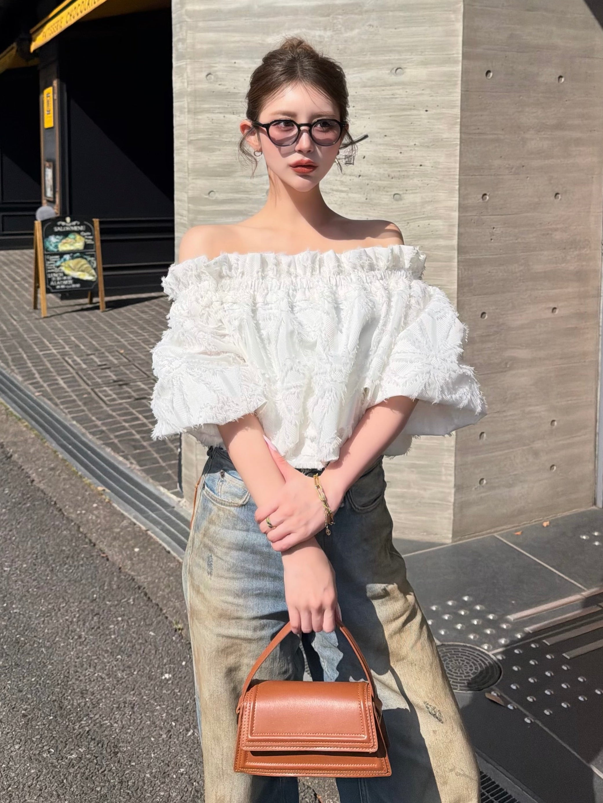 Geometric off-shoulder blouse | DIANTÉ (ディアンテ)公式通販サイト