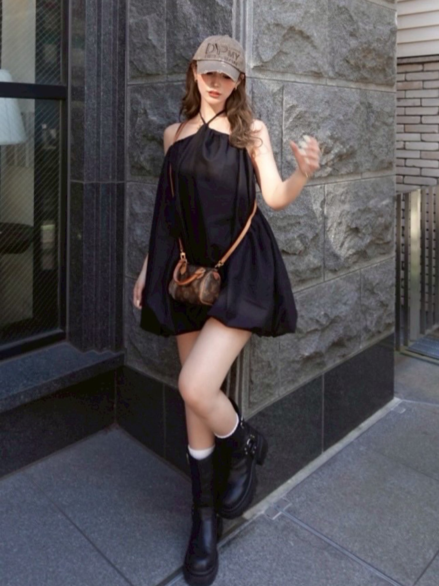 【予約】Balloon cami mini dress(BLK 9月中旬〜下旬発送予定)