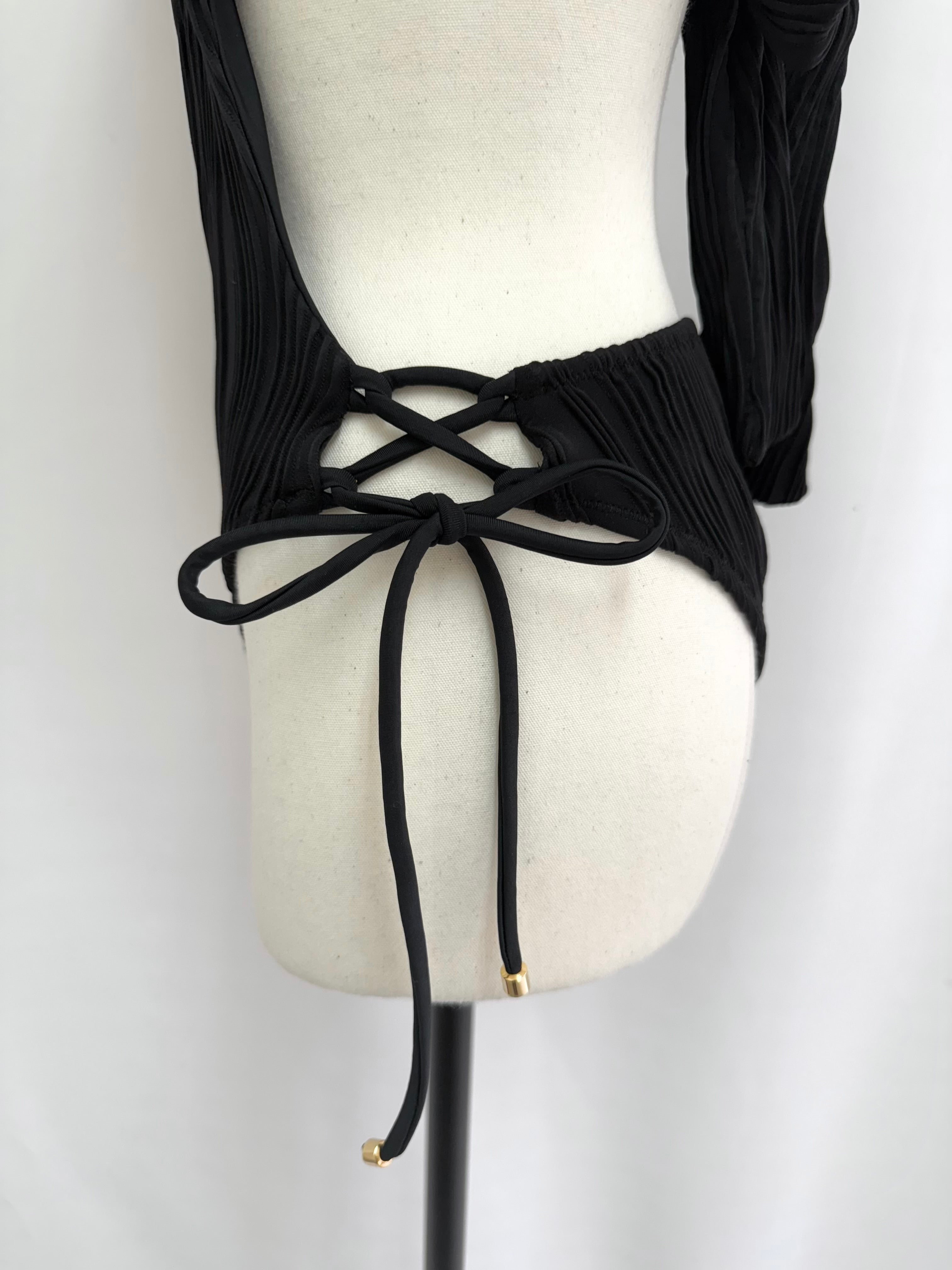 Random pleats swim one-piece