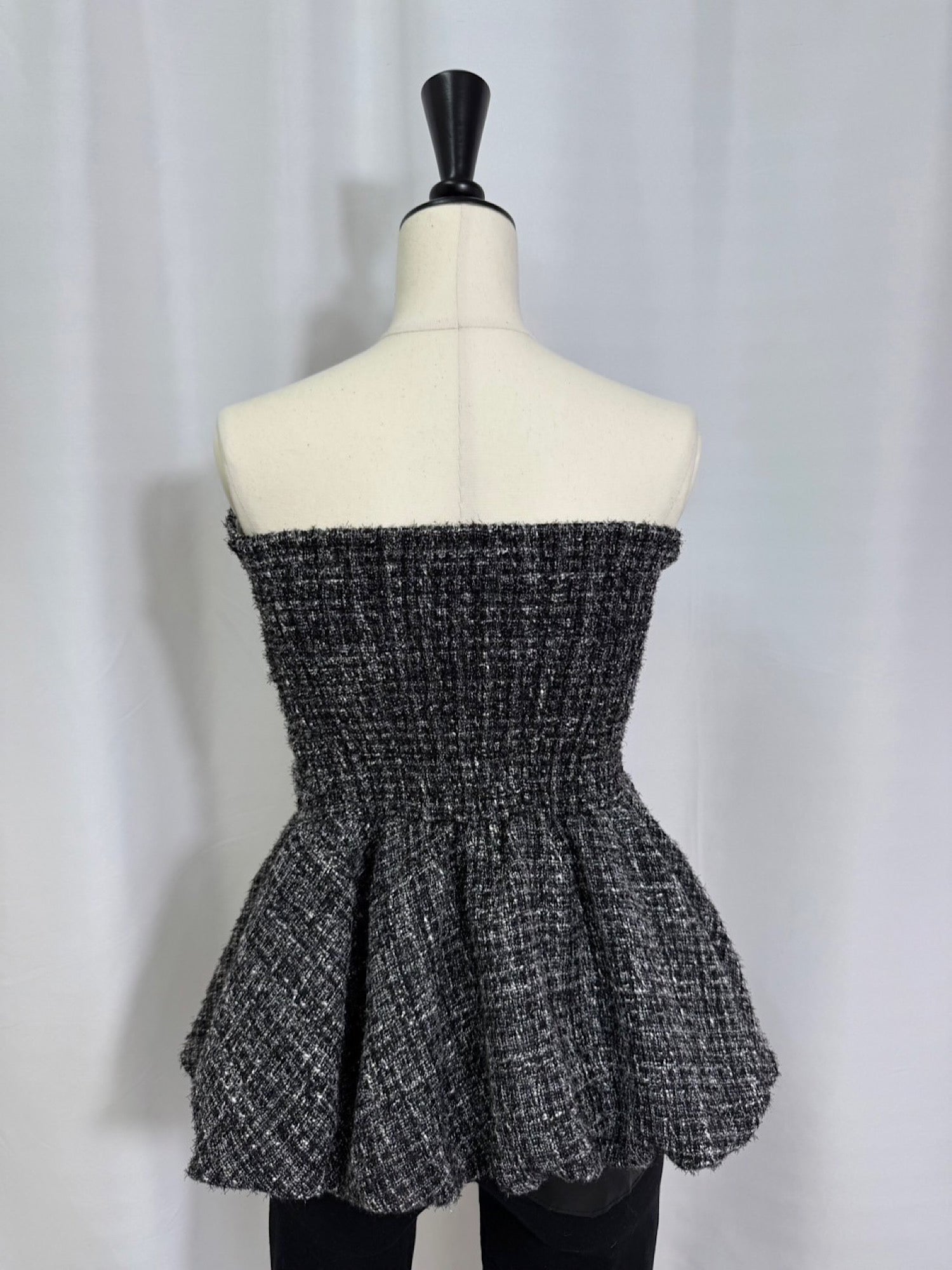 Classic tweed peplum baretop（SET UP着用可）