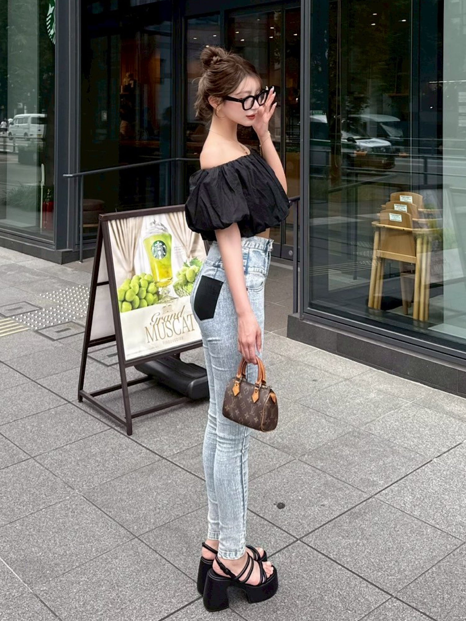 High waist skinny denim