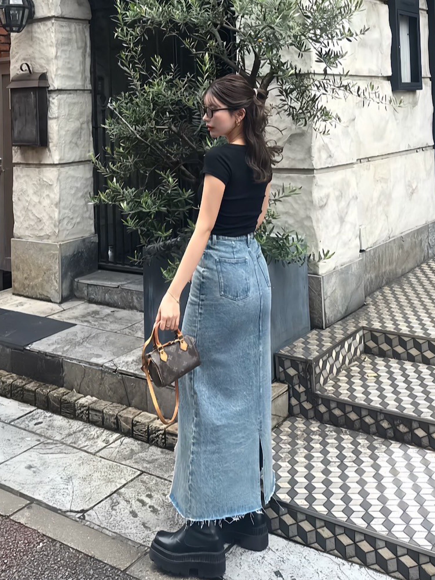 Remake denim skirt