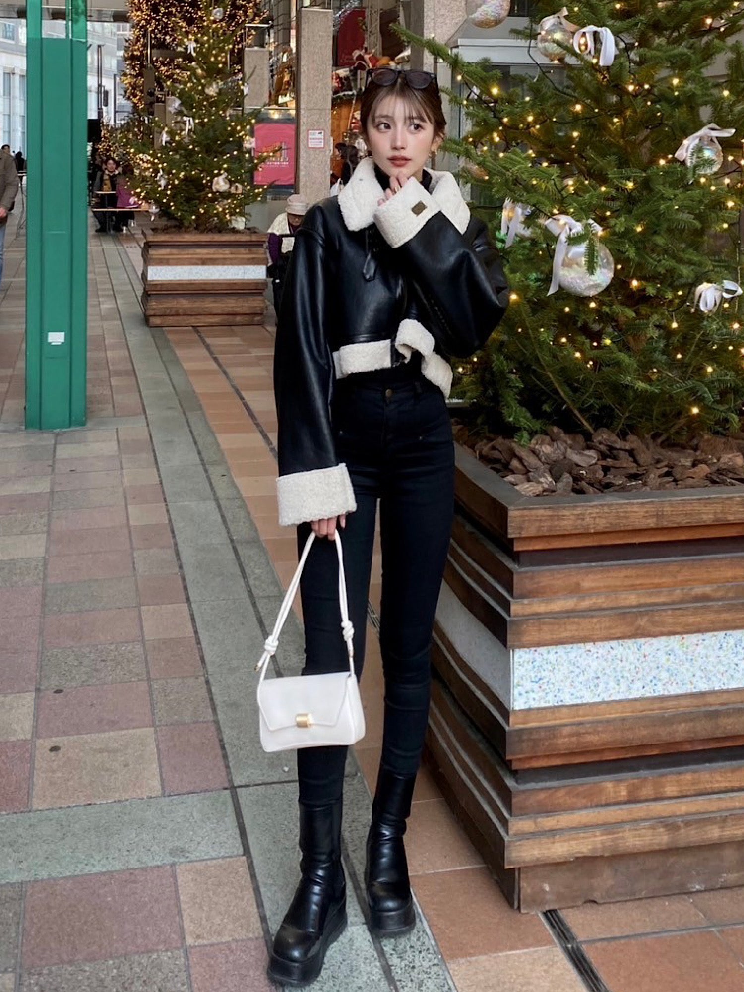 Mouton cropped jacket