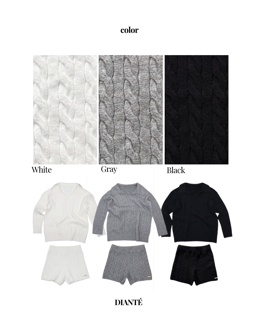 【予約】Cable skipper knit✕Knit shorts SET UP(1月下旬〜2月上旬発送予定)