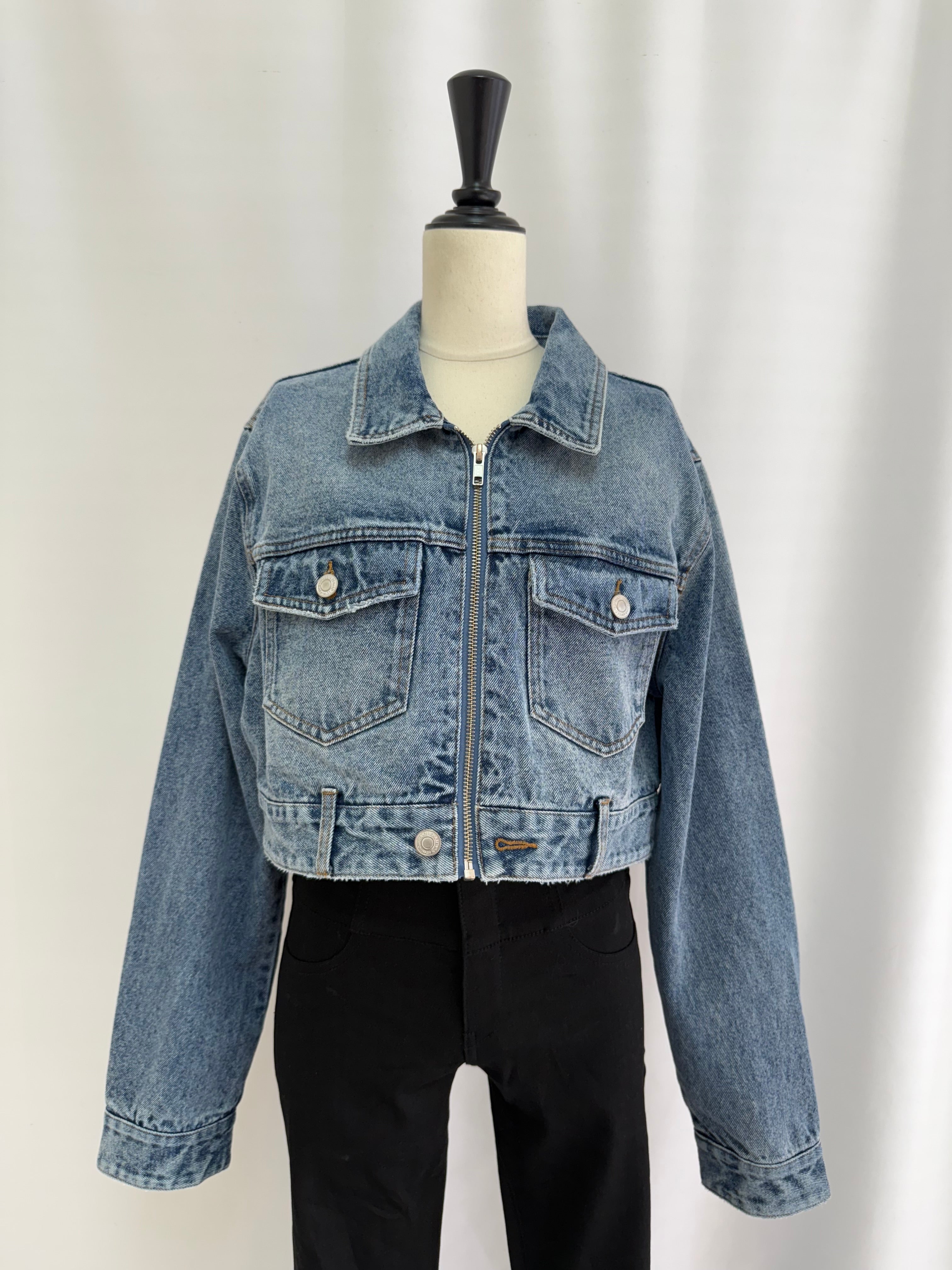 Fade denim zip up jacket