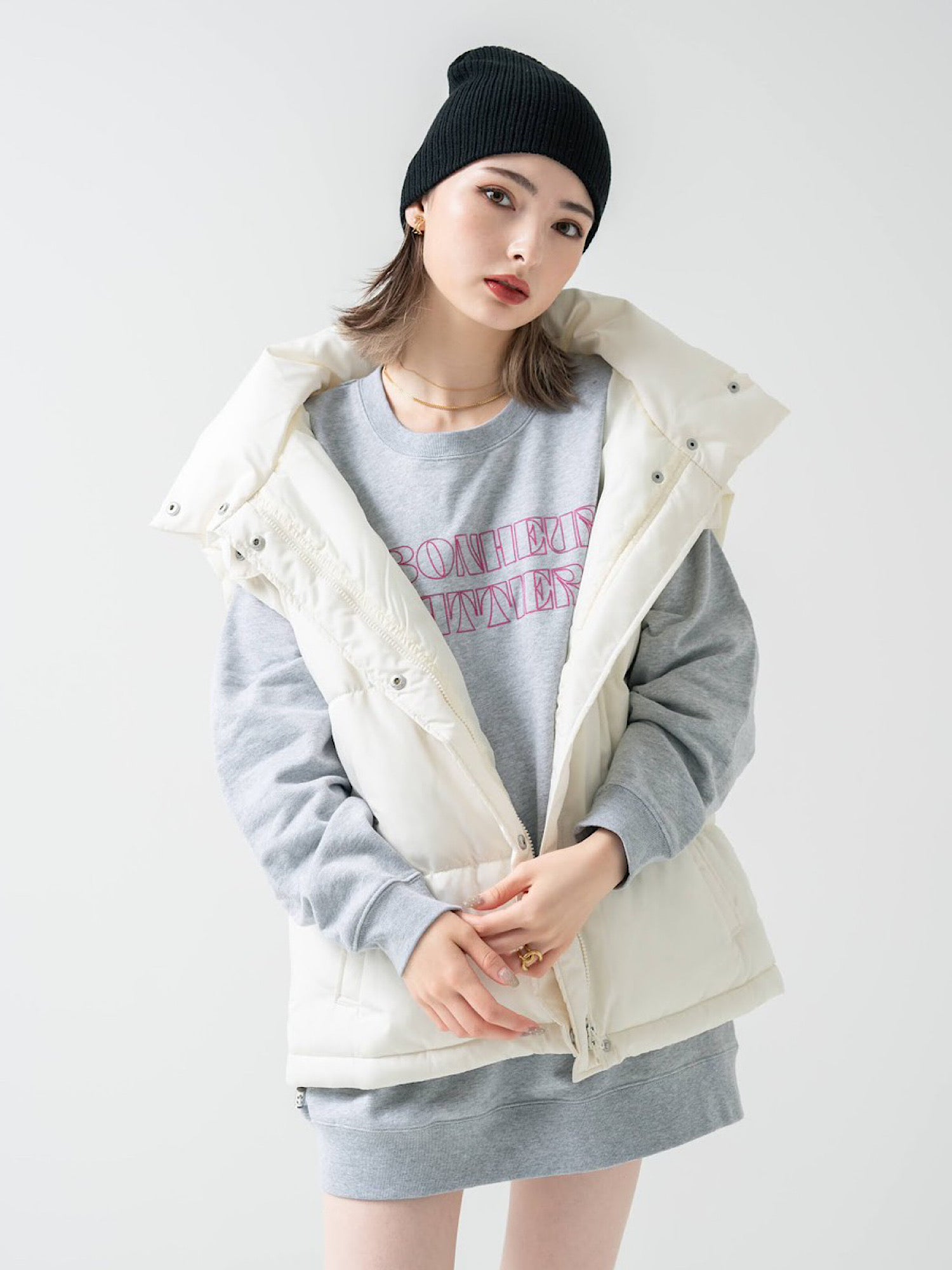Hoodie down vest jacket