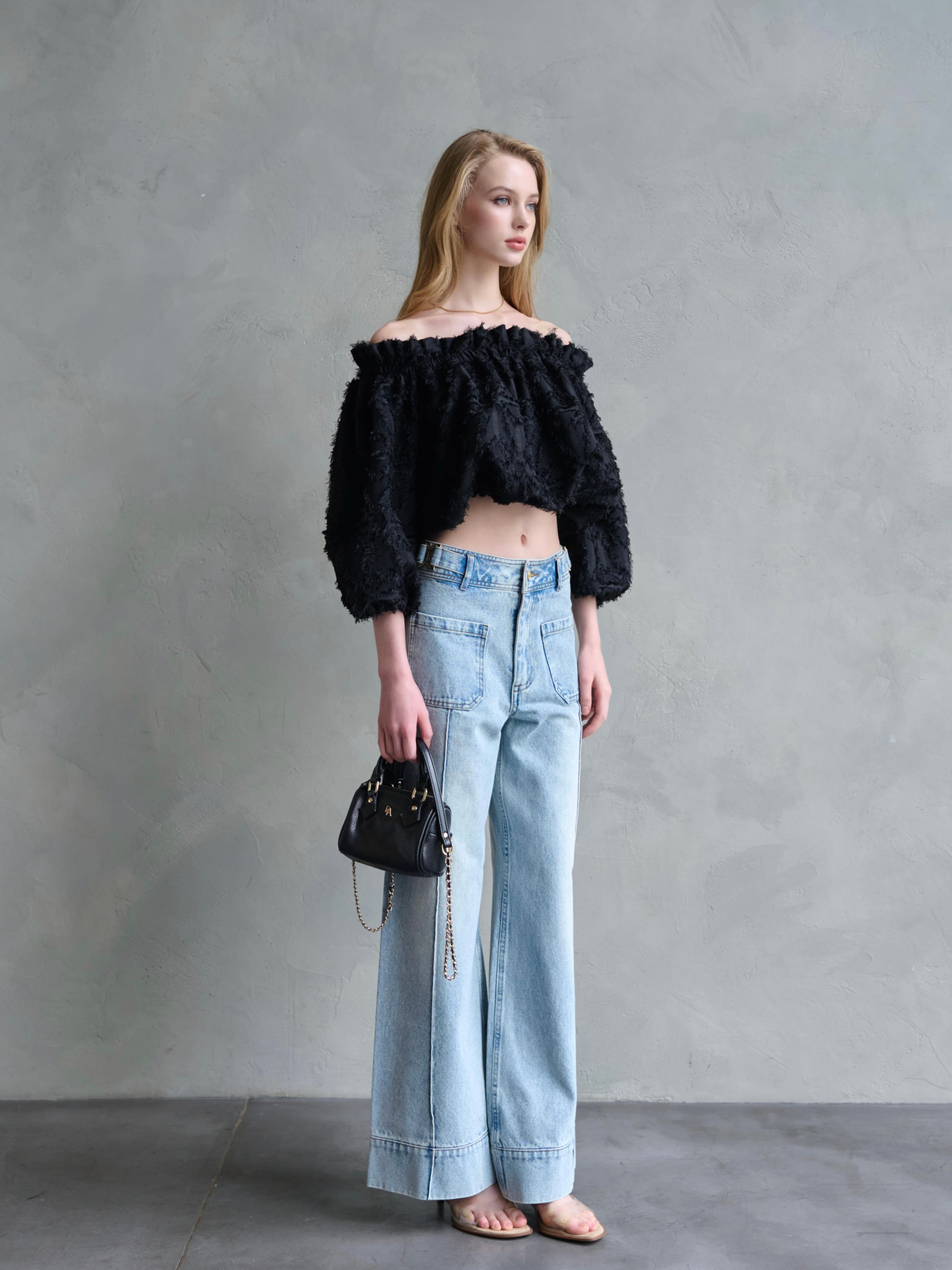 Waist design loose denim