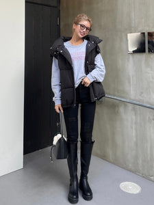 Hoodie down vest jacket