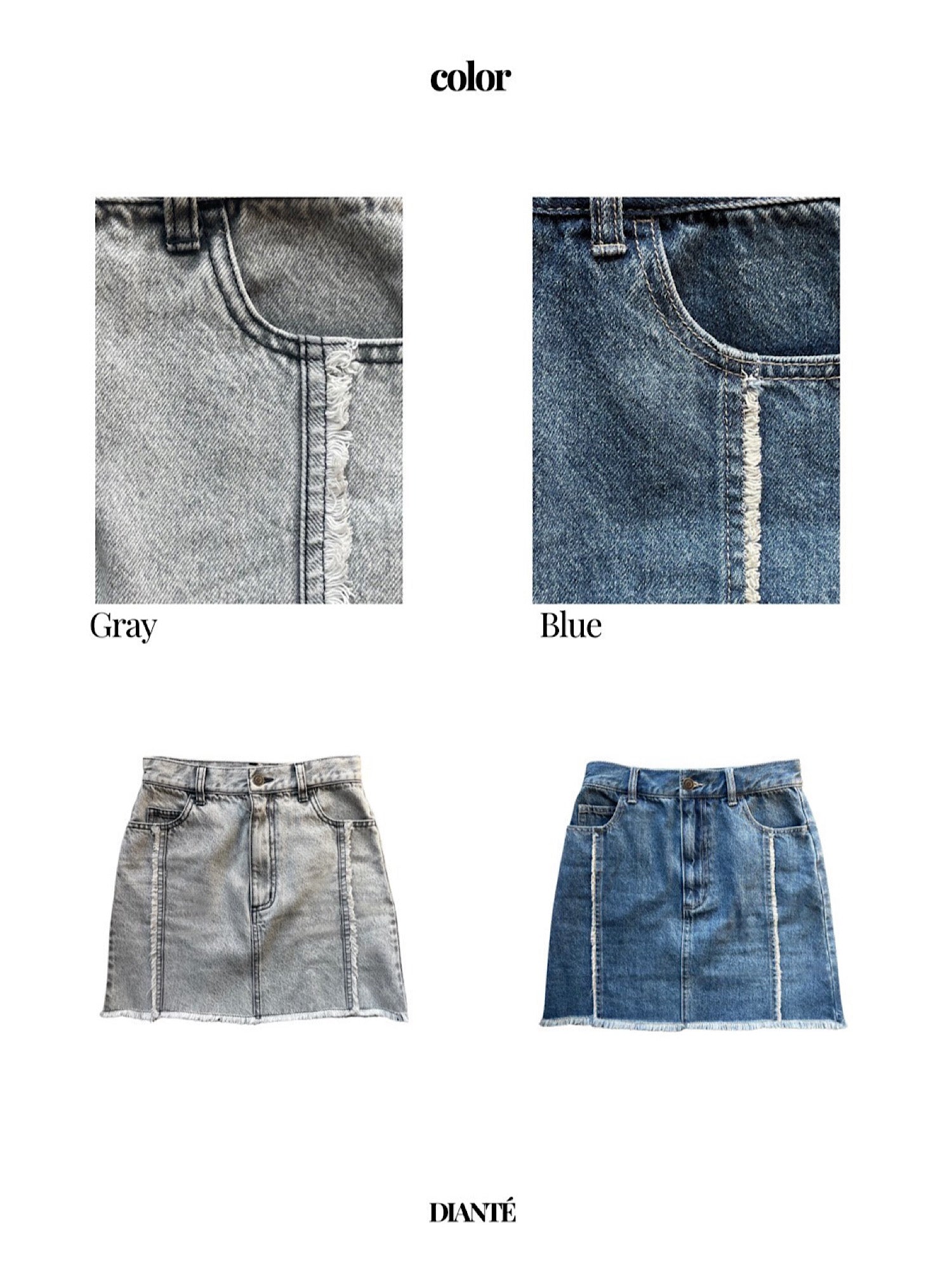 【予約】Fringe denim mini skirt(GRY 4月中旬〜下旬発送予定)