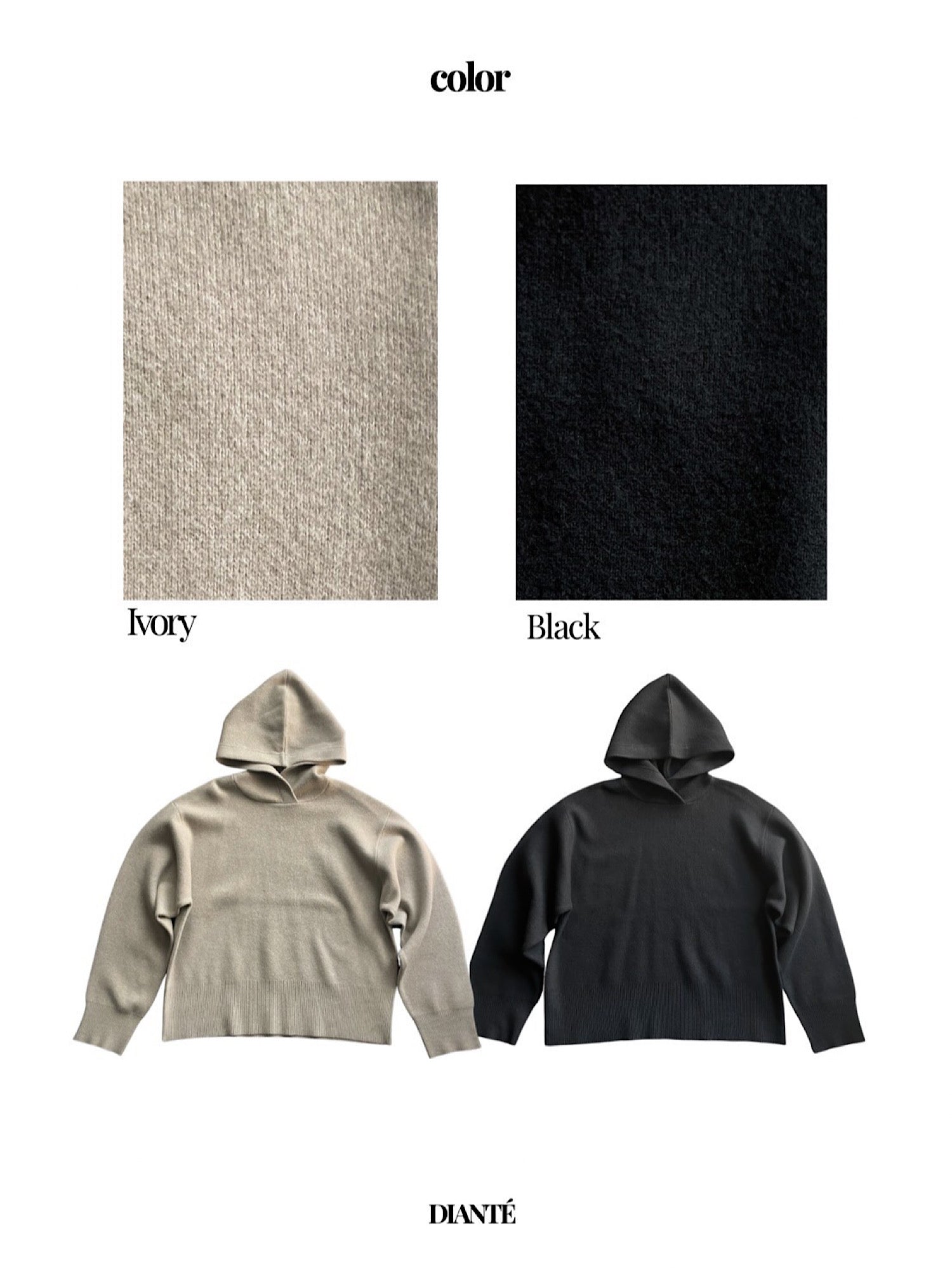 Raglan sleeve knit hoodie