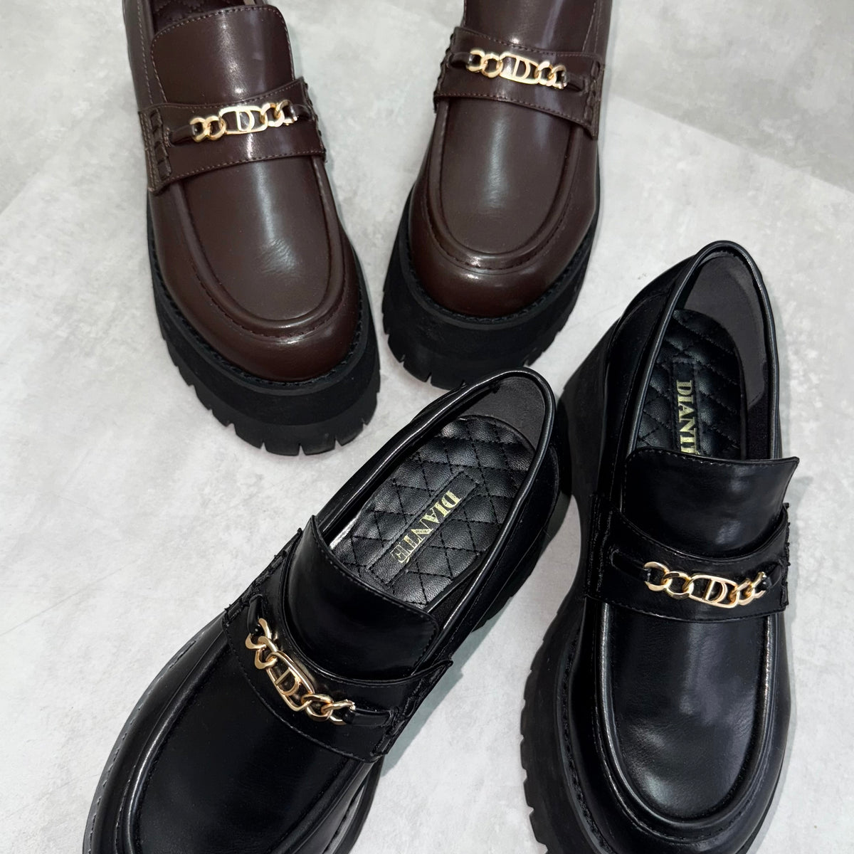Logo chain wedge sole loafers | DIANTÉ (ディアンテ)公式通販サイト