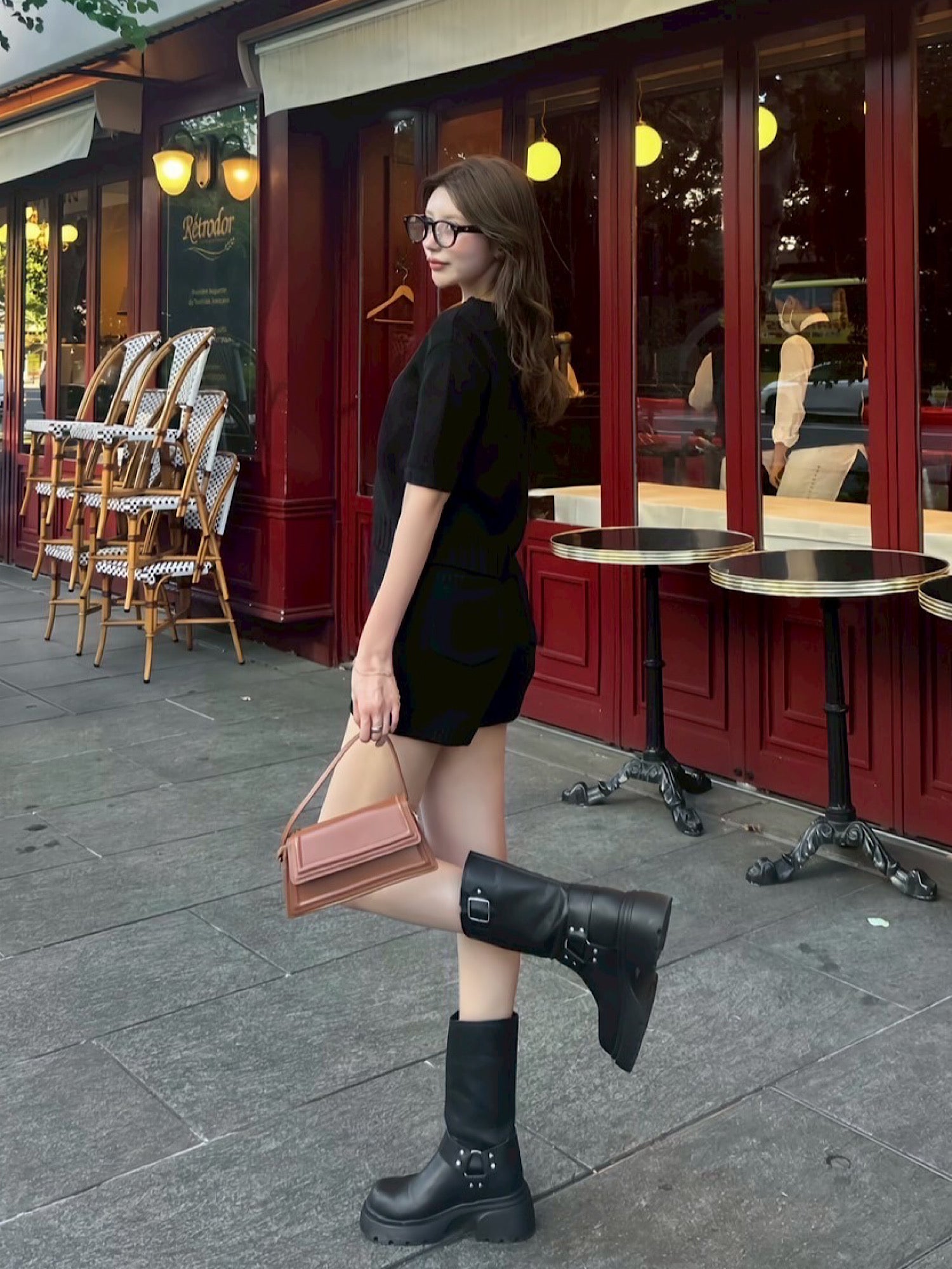 Hem rib knit shorts
