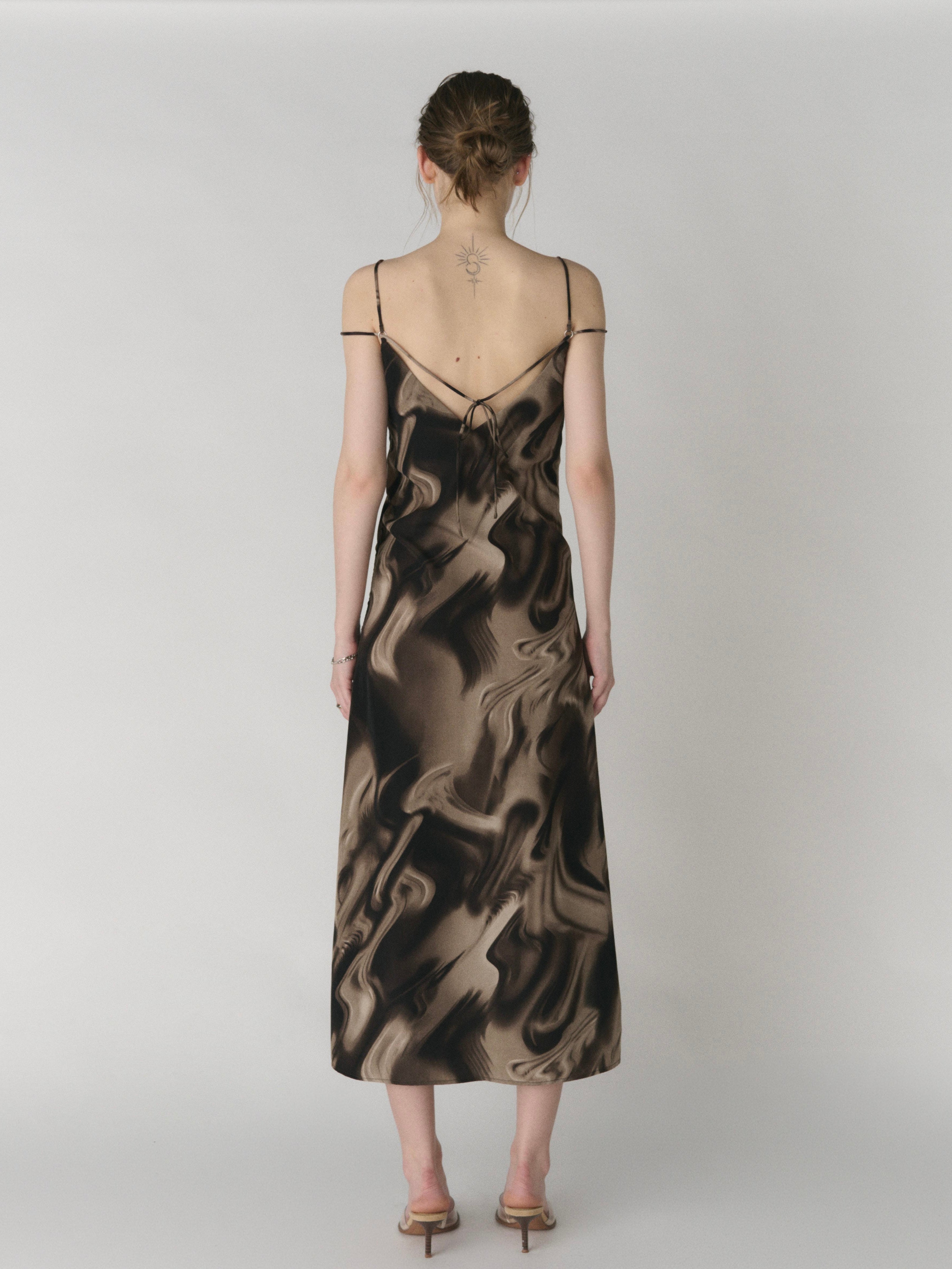 Cross strap maxi dress with inner bra