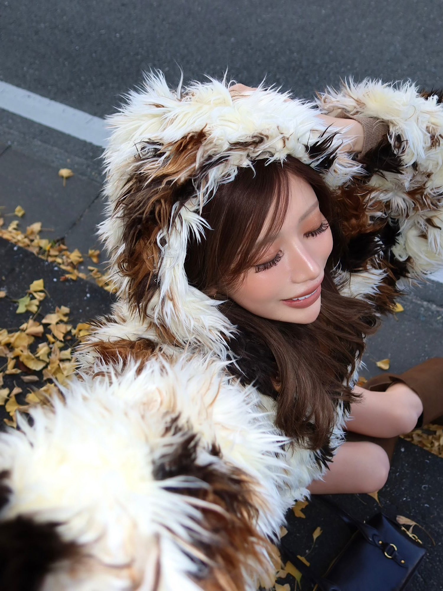 Premium eco fur hoodie coat